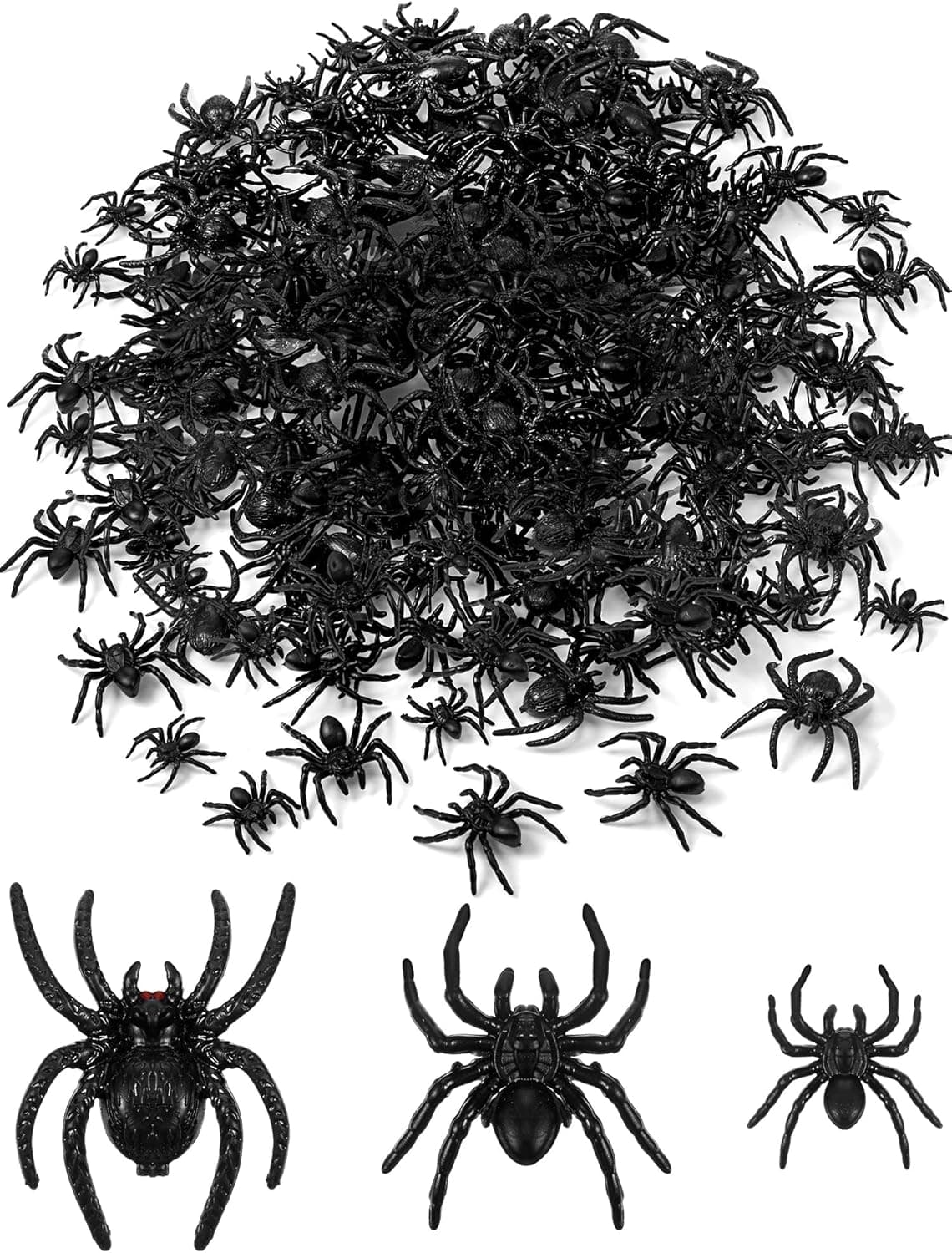 3 Size Black Fake Spiders Realistic Plastic Spider Halloween Spiders Prank Prop Spiders Toys Spider for Halloween Party Prank Props Home Indoor and Outdoor Decorations