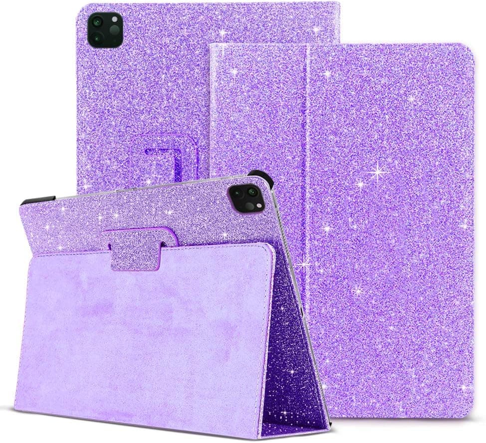 CLARKCAS iPad Pro 11 Inch Case 2021/2020/2018 Girls Glitter Slim Leather Support Pencil Charging Smart Cover for iPad Pro 11 3rd/2nd/1st Generation, Purple