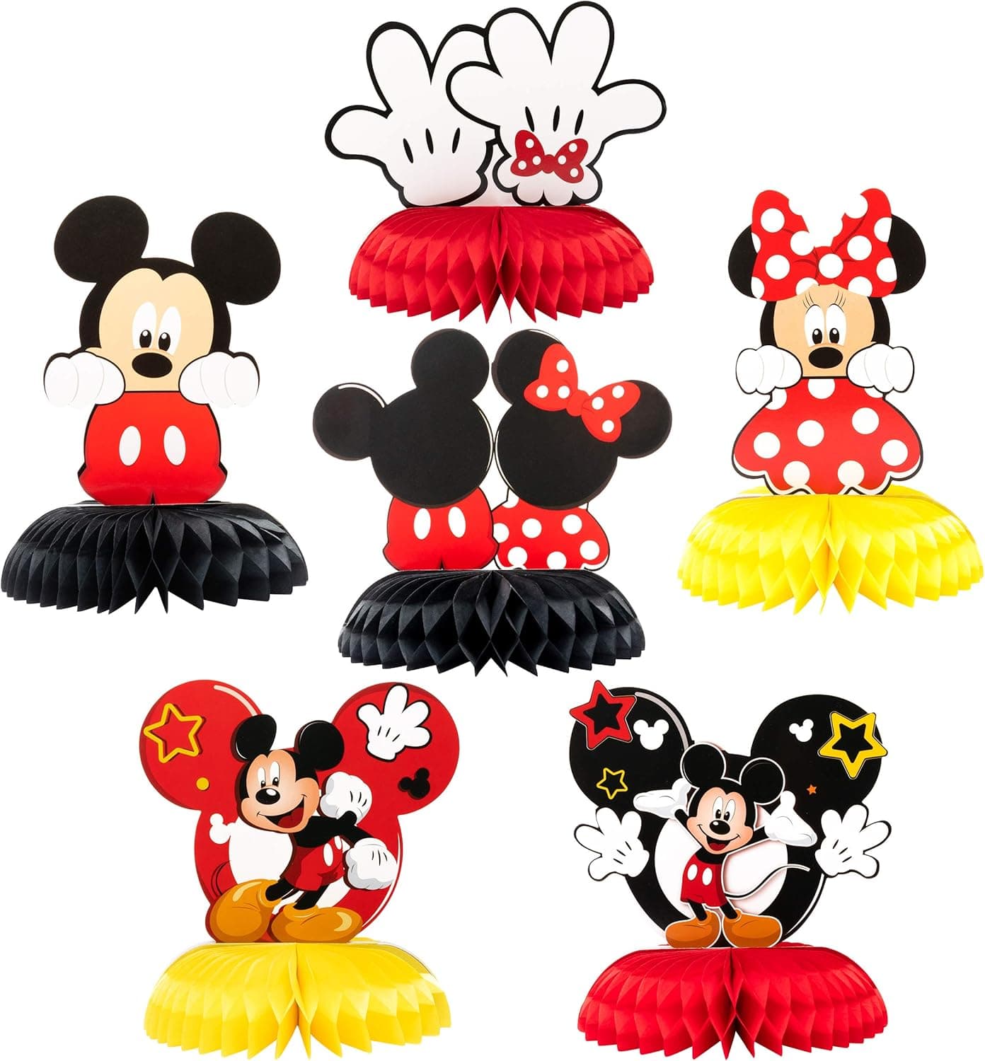 Mouse Honeycomb Centerpieces, 6 Pcs Table Topper for Birthday Party Decoration, Double Sided Cake Topper Party Favor, Party Supplies for Kids, Photo Booth Props