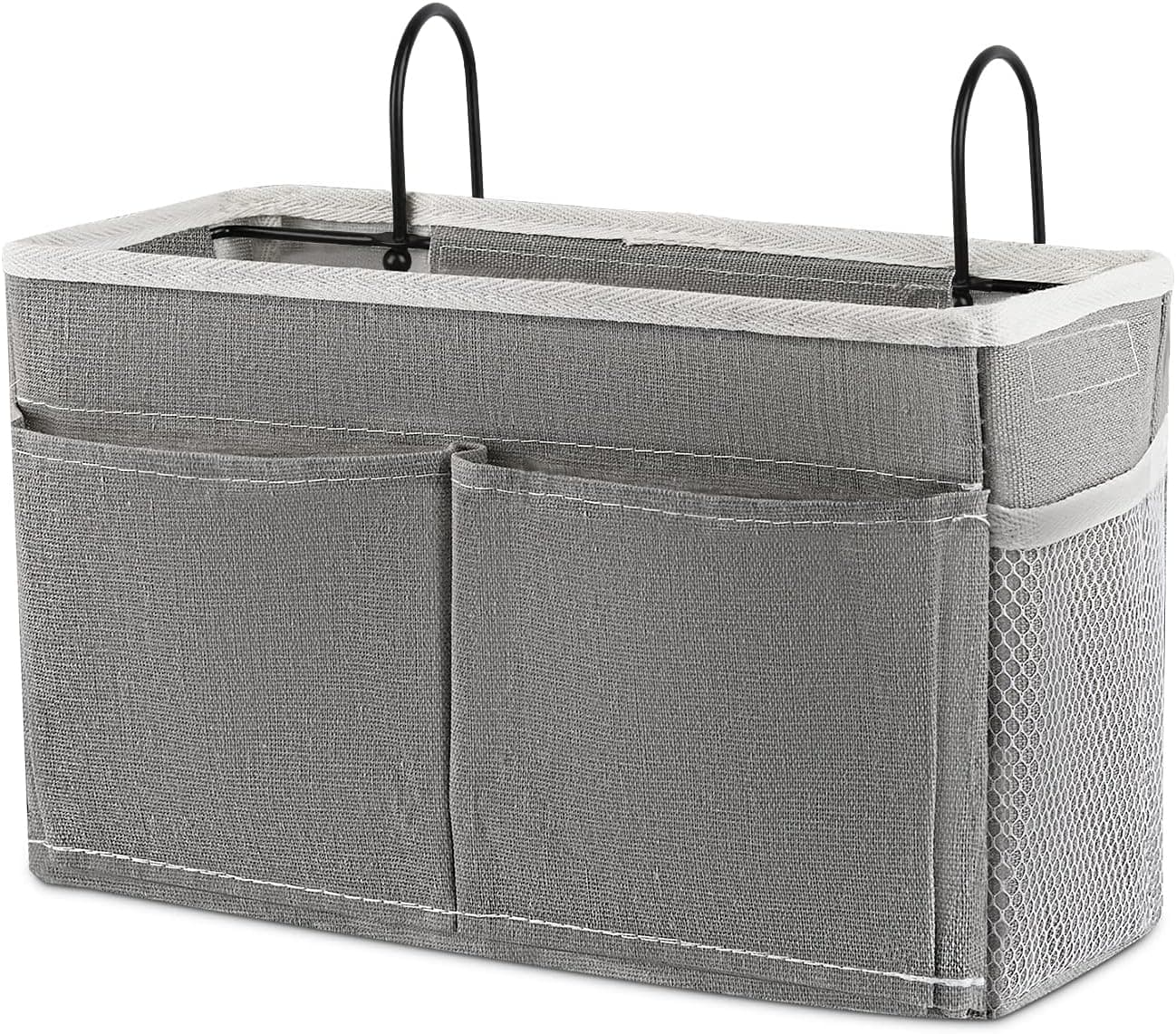 Retyion Bedside Hanging Storage Basket Headboards Bunk Beds Dorm Rooms Organizer Caddy for Storage (With Pockets, Grey)
