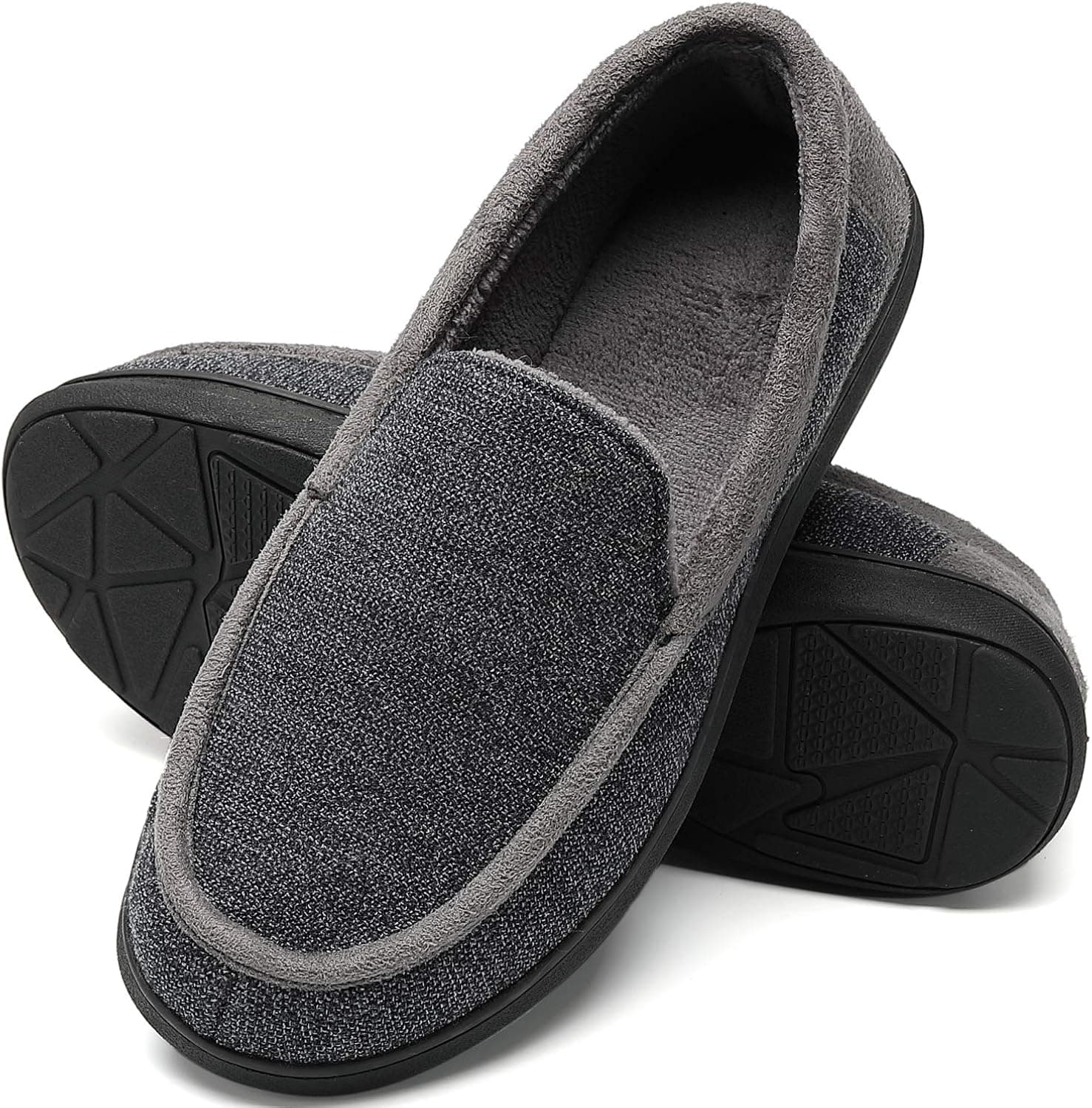 HOME RIGHT Mens Slippers, Moccasin House Shoes Memory Foam Fleece Lined Warm Comfort Indoor Outdoor Driving Loafers Slippers