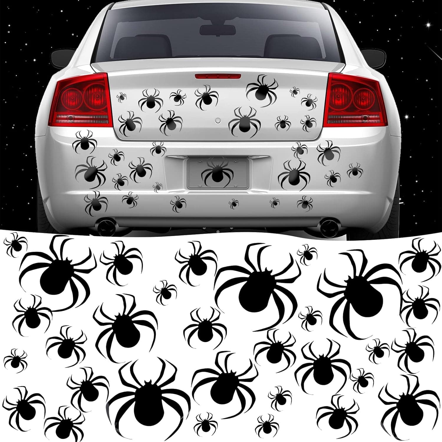 Flutesan 28 Pieces Halloween Bats Spider Car Magnet Sticker Reflective Shape Decal Decor Black Fridge Stickers for Party Home Garage Door (Spider)