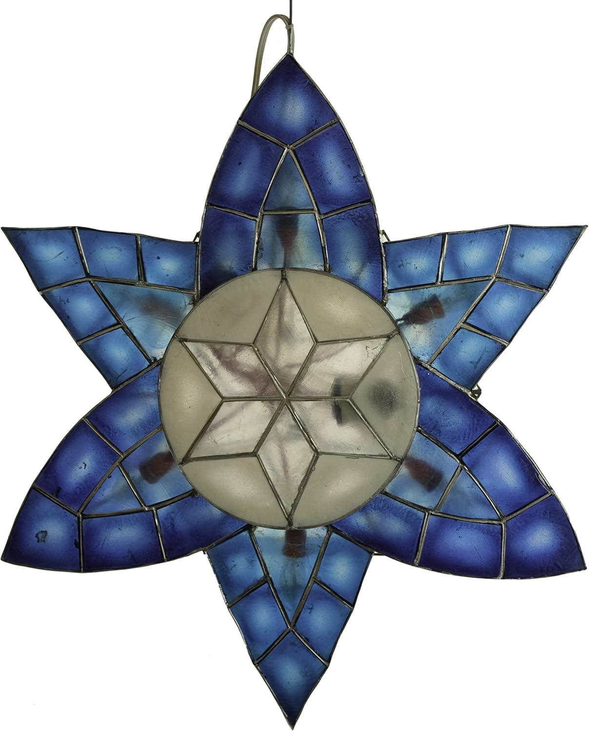 Gift Ko Handmade Blue Orchid Parol Blue White Lantern 18 inch Hanukkah Lighting