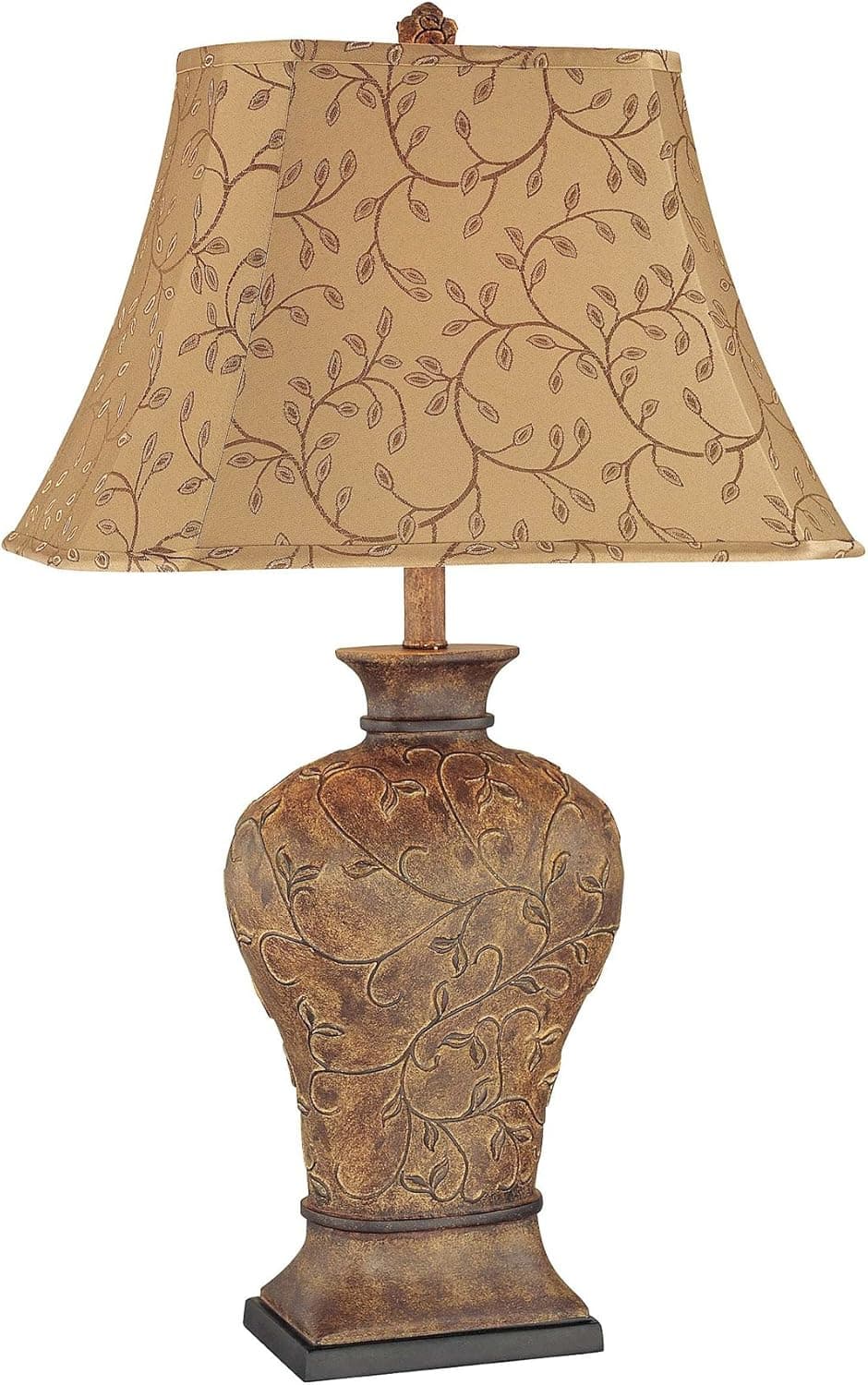 Lite Source C41042 Table Lamp with Tan Fabric Shades, Walnut Finish
