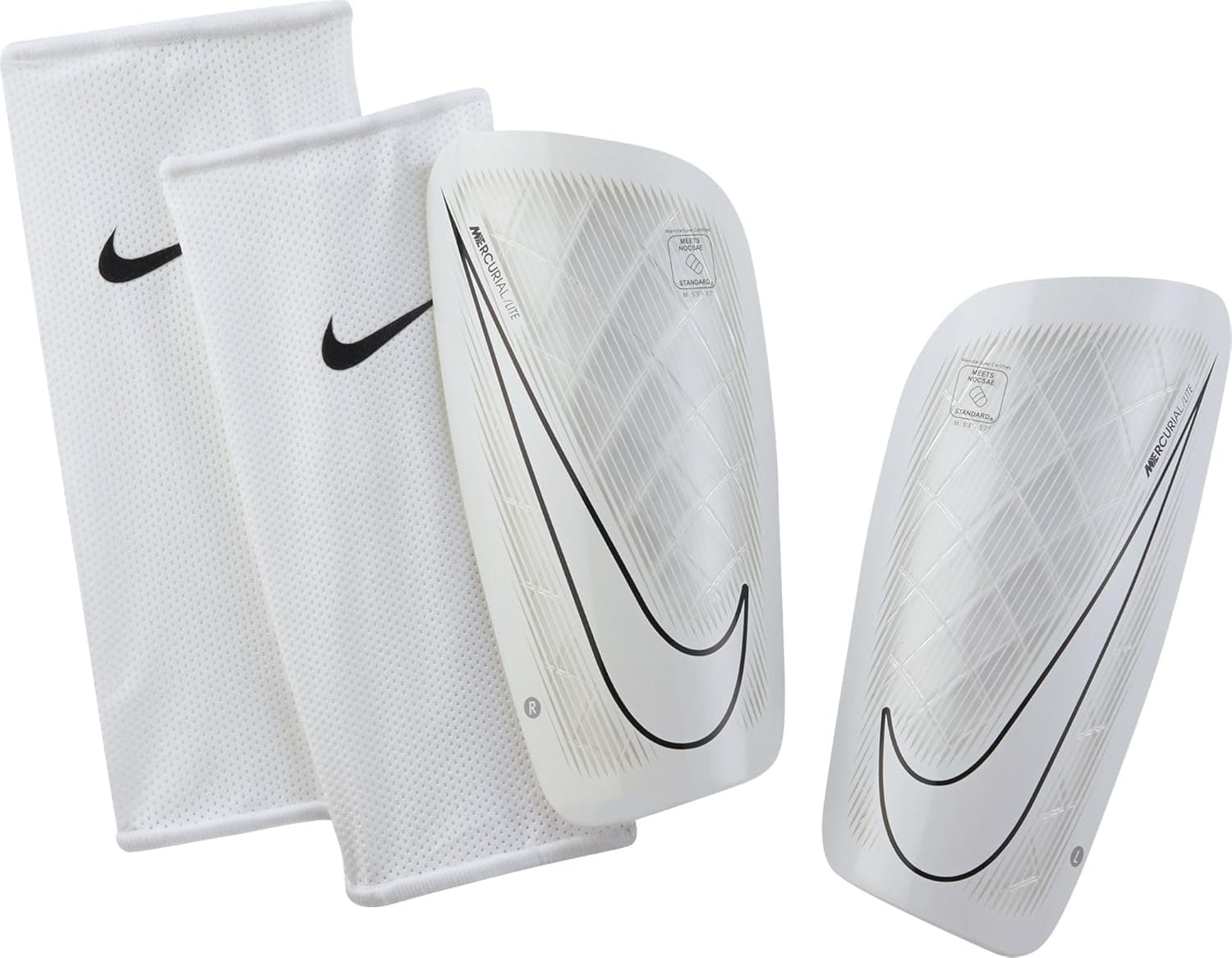 Nike Mercurial Lite Soccer Shin Guards (Small) White, Black
