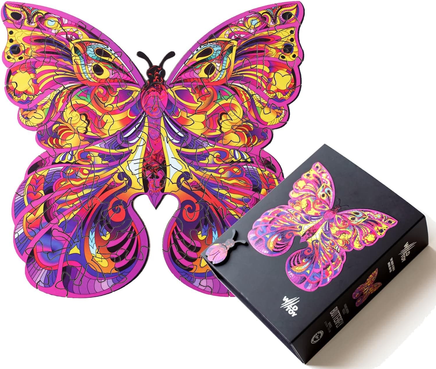 W/ Wooden Puzzles for Adults Kids Families,Butterfly Russia Real Wood Jigsaw Animal Shaped Puzzles