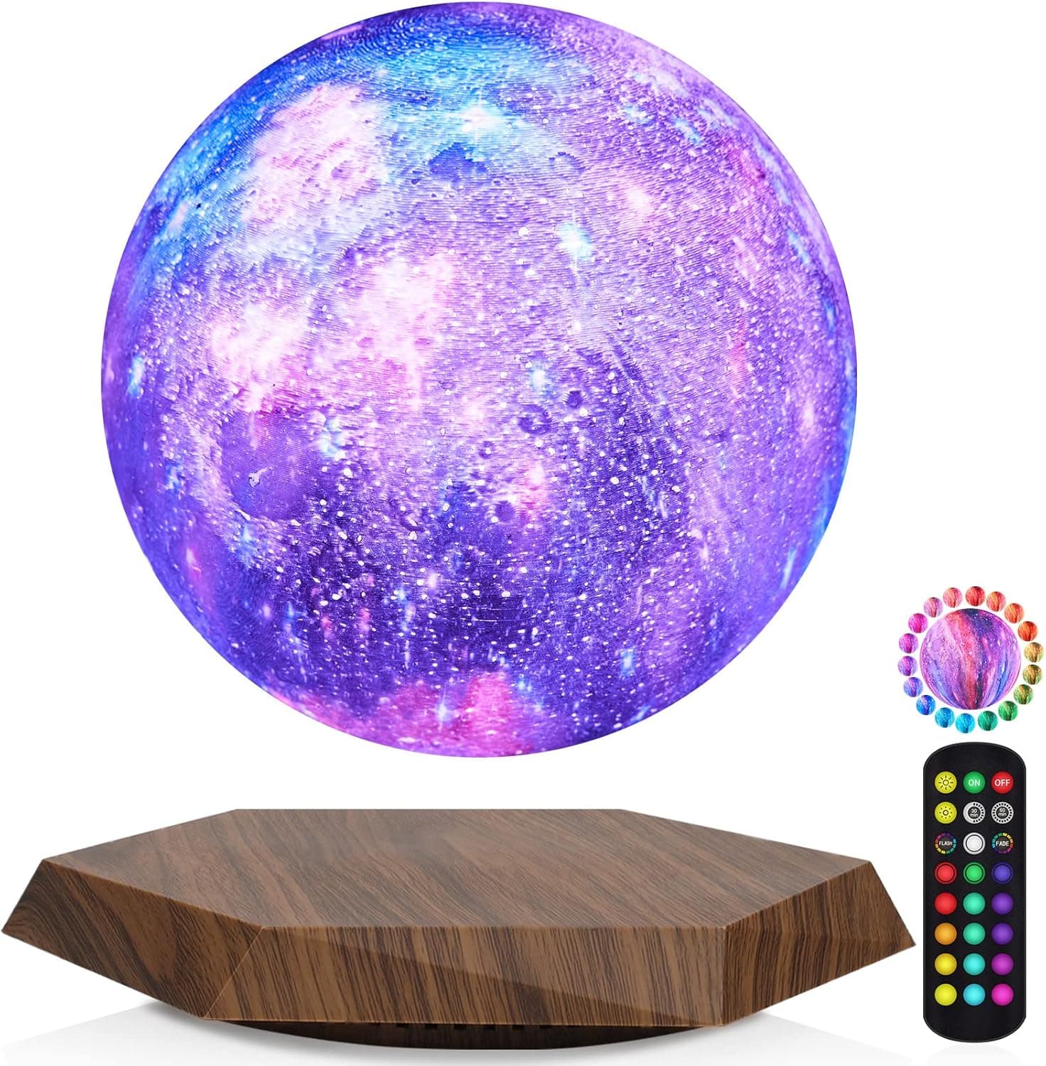 GROPINFLY Levitating Moon Lamp,Space Decor Color Changing lamp with 18 Color Modes, with Stand & Remote & Touch Control, lamp for Bedroom Night Light for Kids