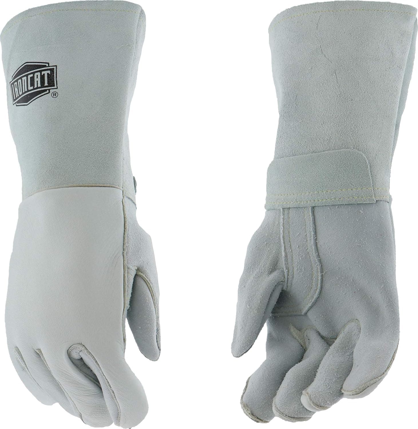 IRONCAT 9061 Premium Top Grain Elk Leather Work Gloves – [Pack of 1] White, 14in., X-Large, Stick Welding Gloves
