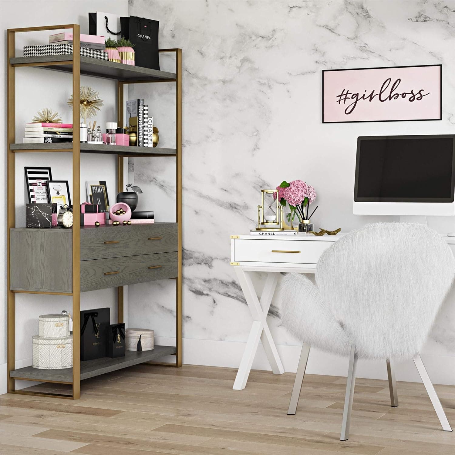 CosmoLiving by Cosmopolitan Alfie Bookcase Gold