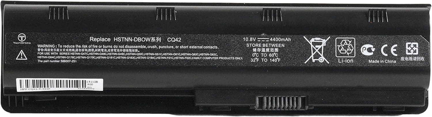 TechOrbits Replacement Battery for HP Spare 593553-001 MU06 G62 G32 G42 G42T G56 G72 G4 G6 G6T G7; Compaq Presario CQ32 CQ42 CQ43 CQ56 CQ62 Series ; HP Envy 17; HP Pavilion DM4, Also fits P/N MU09