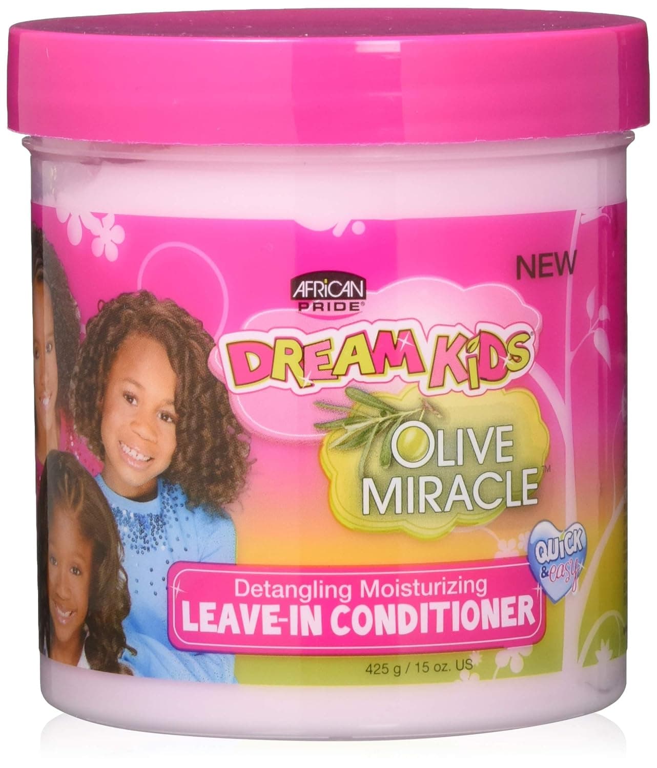African Pride Dream Kids Olive Miracle Detangling Moisturizing Leave-In Conditioner - Contains Olive Oil, Moisturizes & Nourishes Coils & Hair Curls, 15 Oz