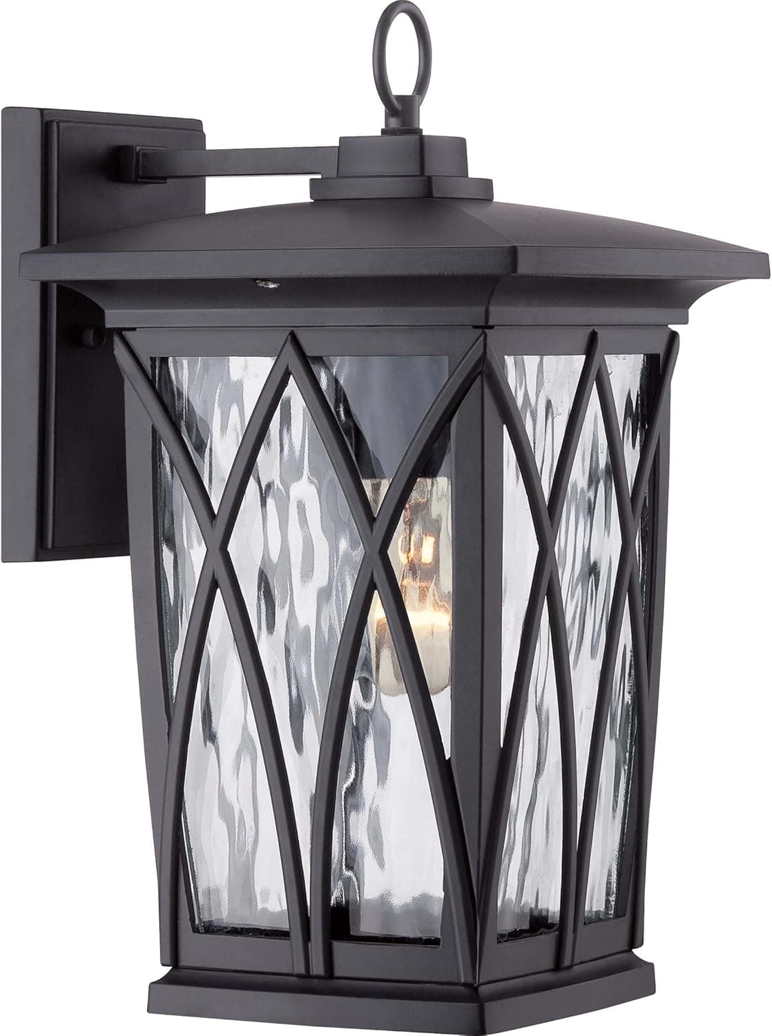 Quoizel GVR8408K Grover Outdoor Lantern Wall Sconce, 1-Light, 100 Watts, Mystic Black (15" H x 9" W)