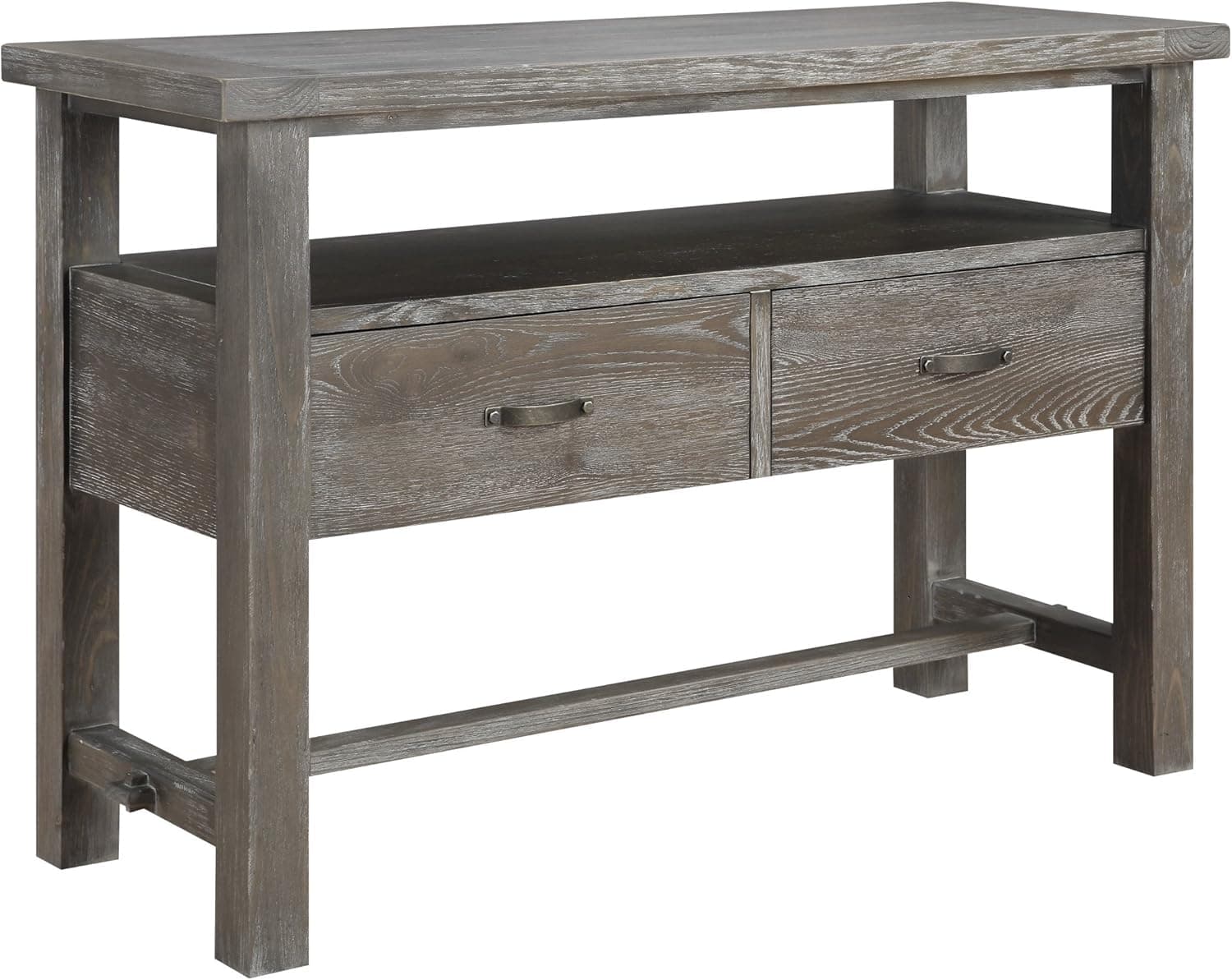 Emerald Home Paladin Rustic Charcoal Gray Buffet with Large Open Shelf And Two Drawers