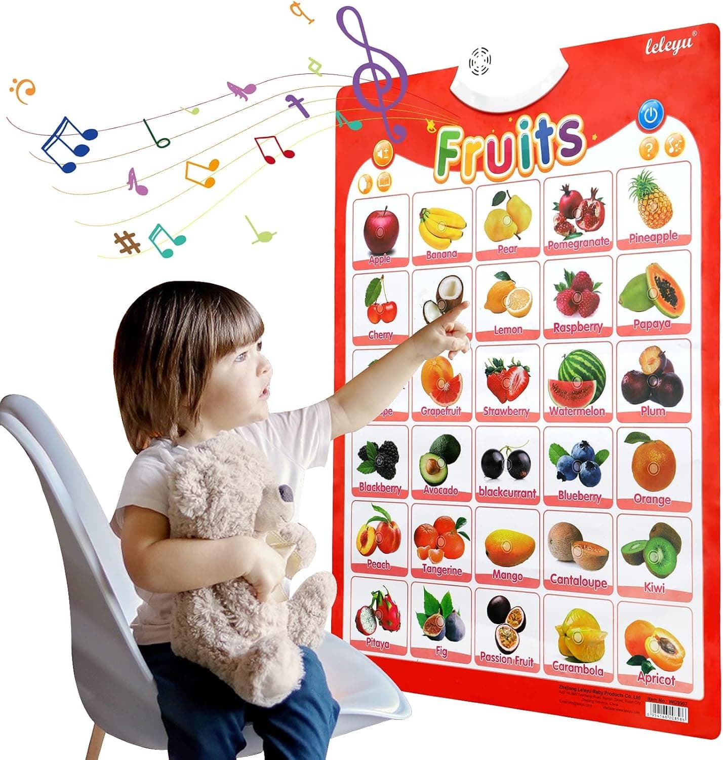 Electronic Interactive Alphabet Wall Chart, Alphabet Poster, Fruits & Music Posters, Education Toys for Kids, Speech Therapy Toys, Used for Toddler Activities & Preschool Learning, Best Gifts1