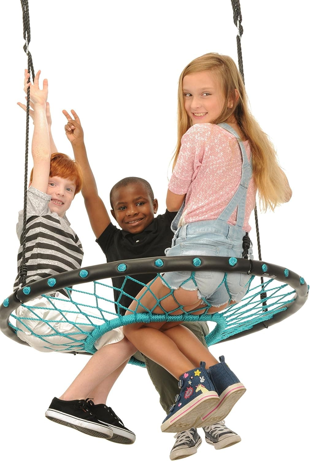 Tarzan Tire 40" Spider Web Swing, Green – Tree Swing, Redesigned Tire Swing, Extra Safe and Durable, Swing with Friends, Easy Install for Swing Set or Tree