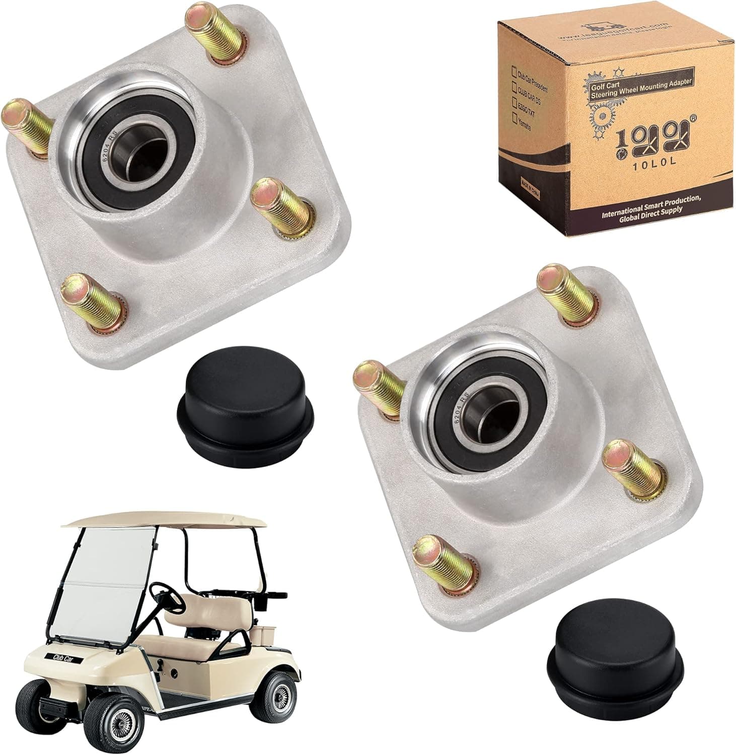 10L0L Golf Cart Front Wheel Hub and Bearing for Club Car DS Precedent 2003-up Gas or Electirc Golf Cart 102357701 (2 Pack)