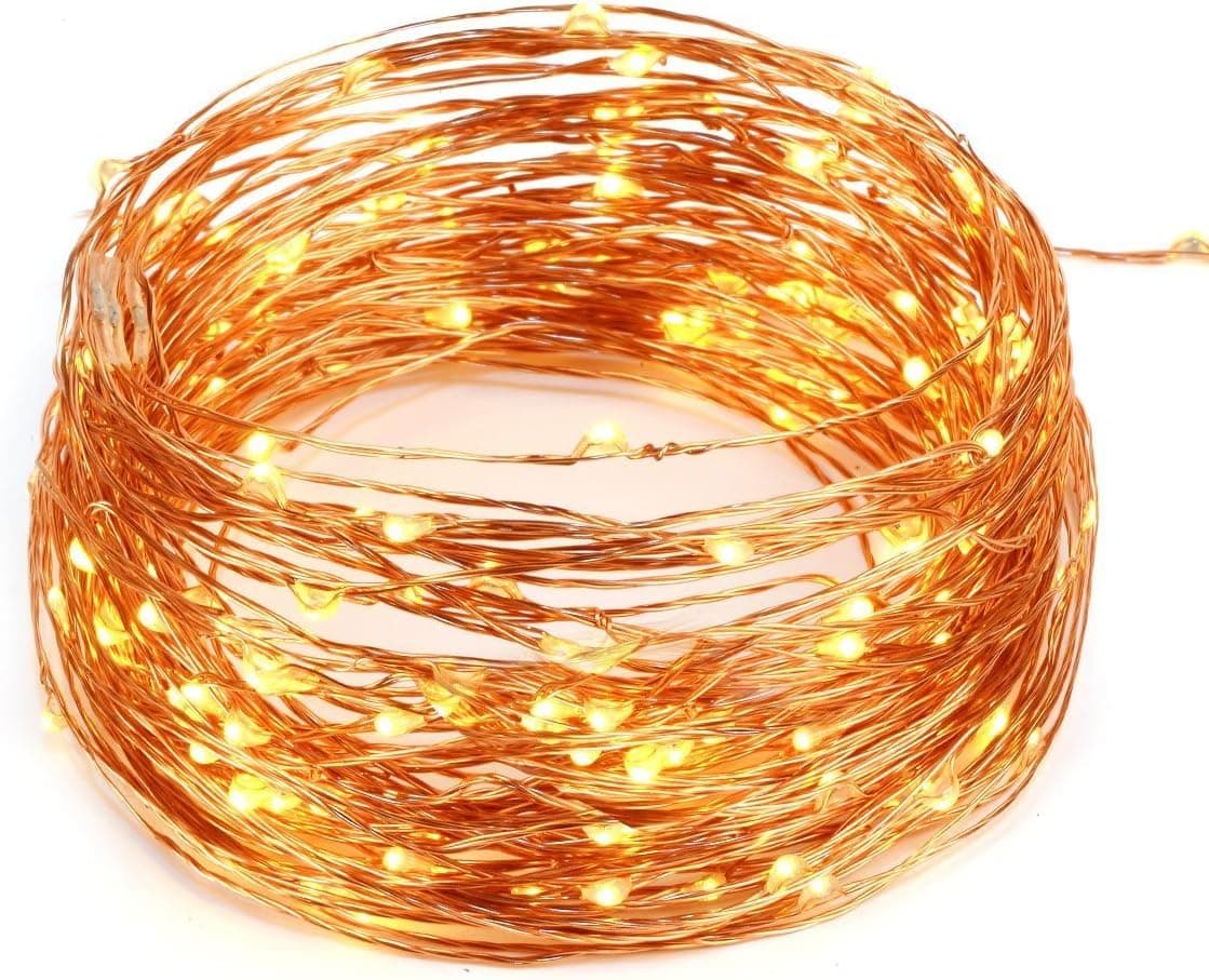 Copper Wire Lights Strings, LTROP 7ft 20 LED AA Battery Powered Starry String Lights, Ambiance Rope Light for Outdoor, Garden, Home, Dancing, Christmas Party (Batteries Not Included) - Warm White