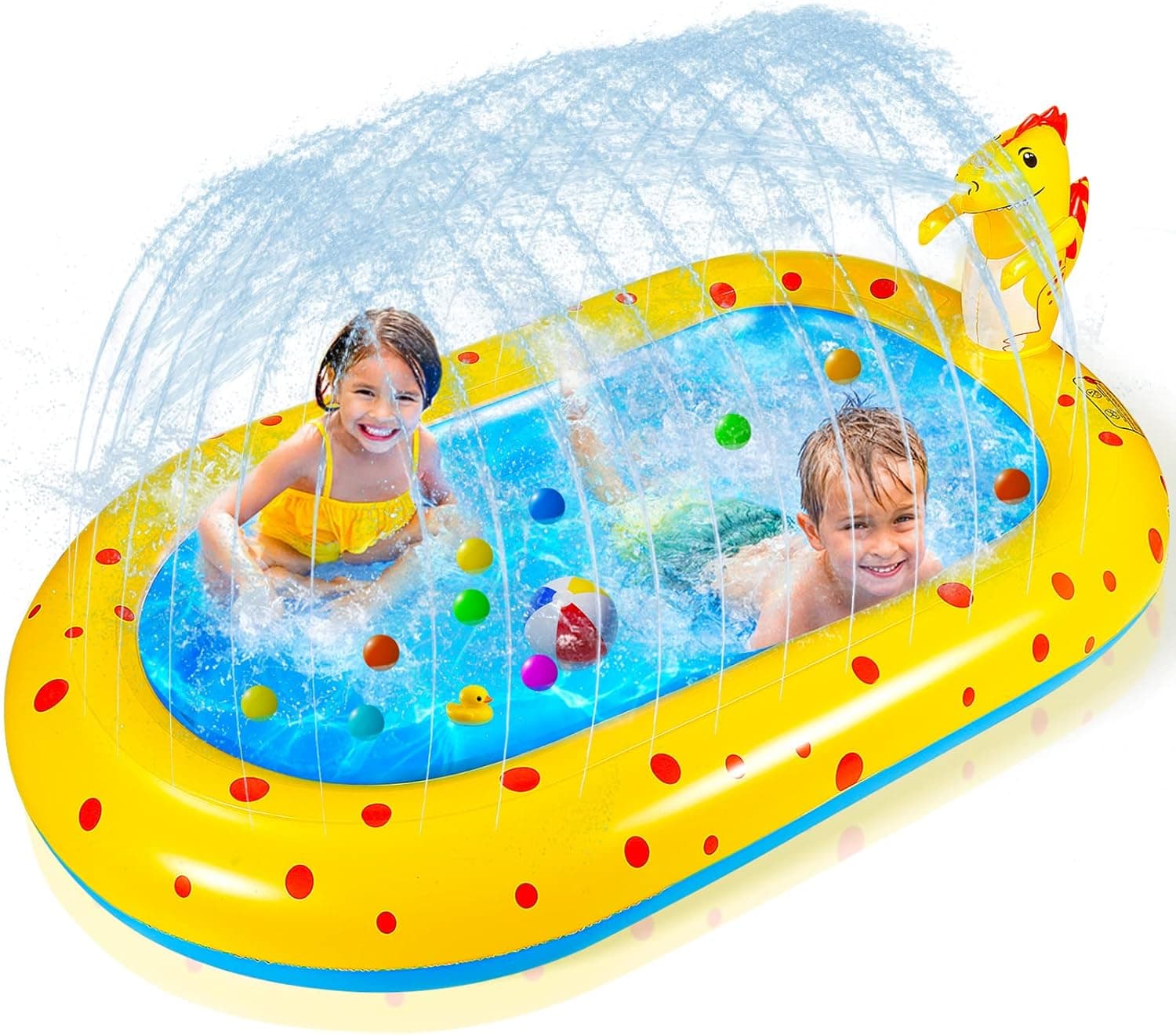 Inflatable Kiddie Toddler Pool 67" Splash Pad Sprinkler for Kids Dinosaur Water Outdoor Toys for Toddlers 1-3 Summer Outside Toys for Kids Ages 4-8 Yard Games for Boys Girls Age 2 3 4 5 6