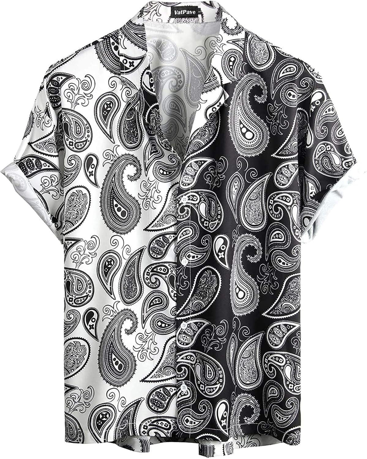VATPAVE Mens Relaxed Fit Floral Printed Shirts Short Sleeve Button Down Hawaiian Shirts 5X-Large Black