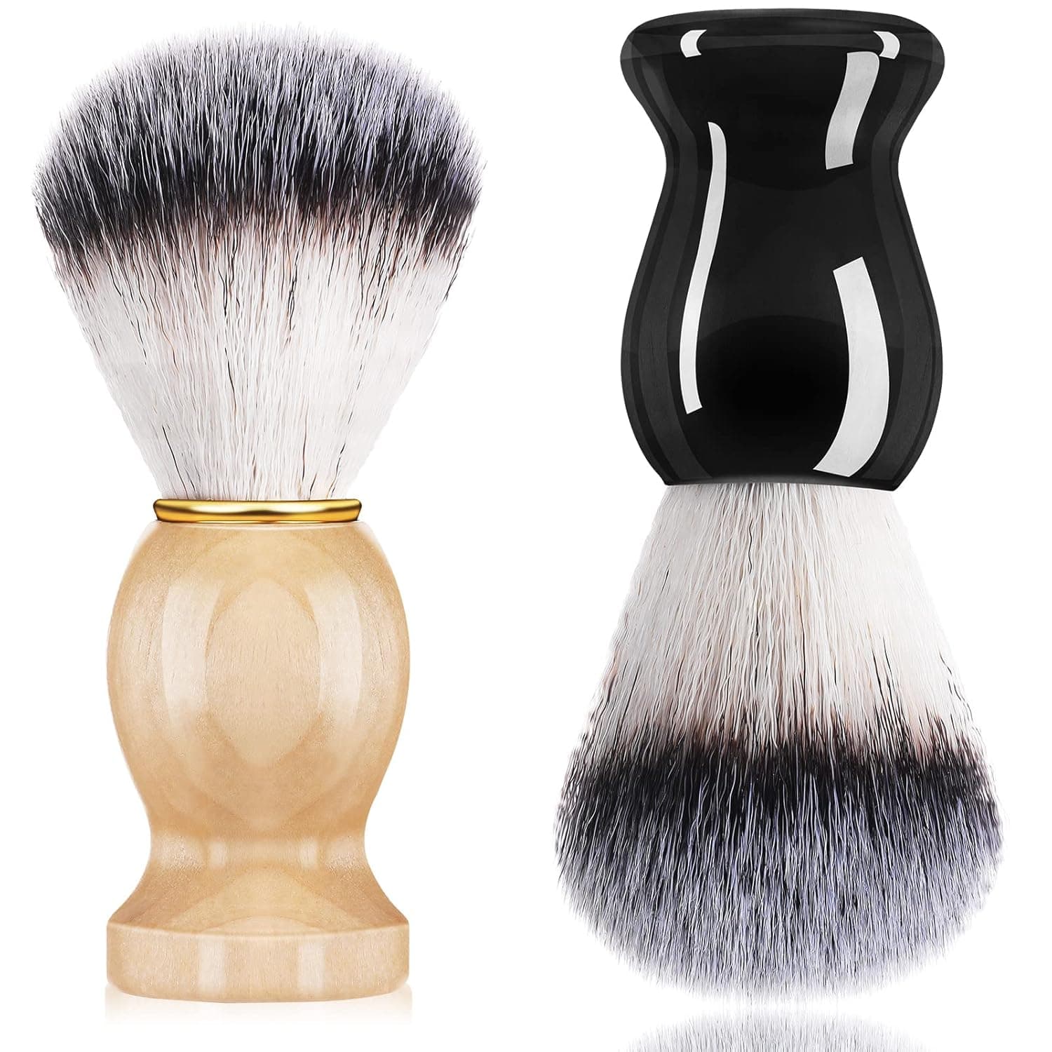 2 Pack Men Shaving Brush Synthetic Shaving Tool Shave Brush with Hard Wood Handle Synthetic Travel Shave Brush Shaving Paint Brush for Men Hair Salon Tool Gifts Home Travel