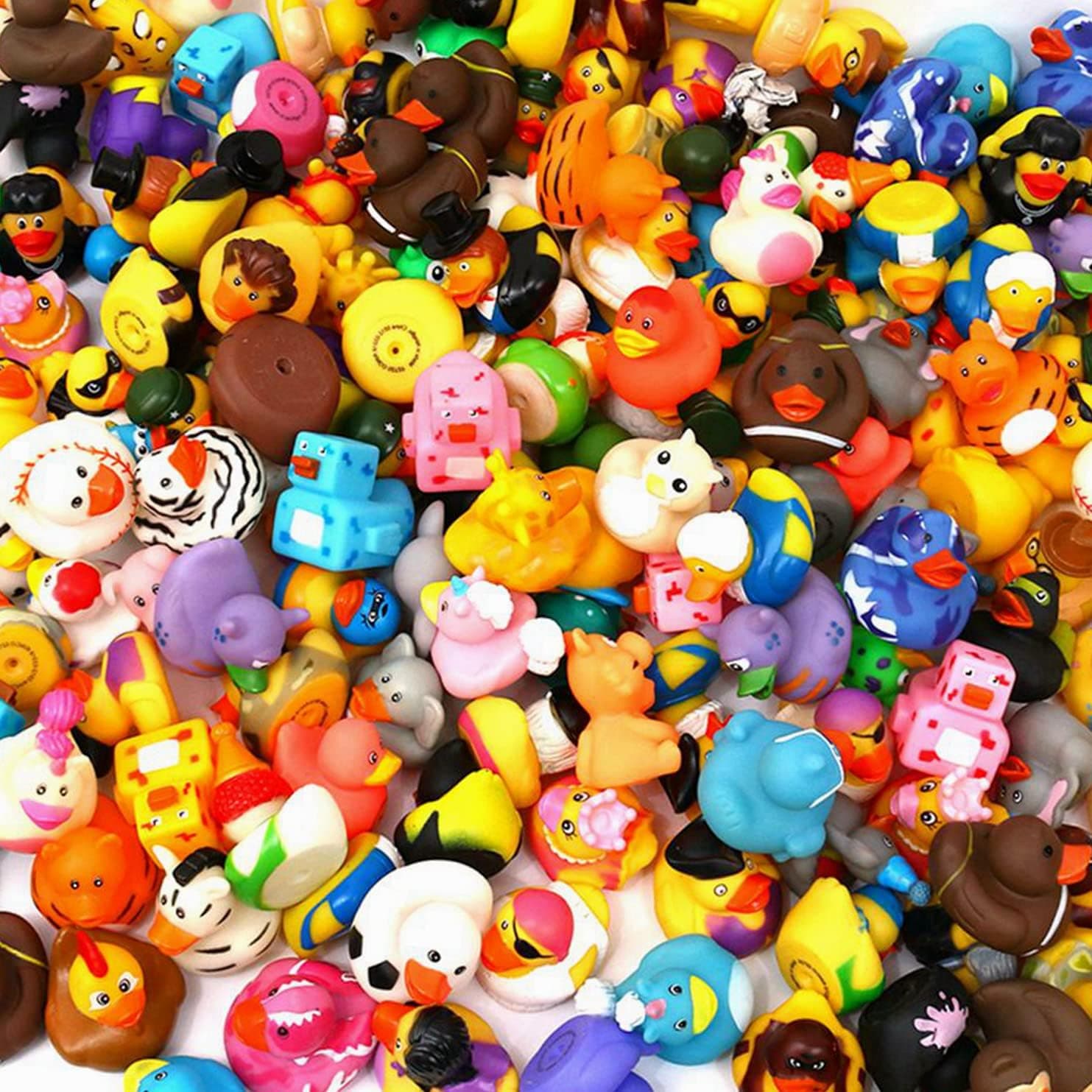 Lulu Melo 100 Pack Rubber Duck Bath Toy Assortment - Bulk Floater Duck for Kids - Party Favors, Birthdays, Bath Time, and More