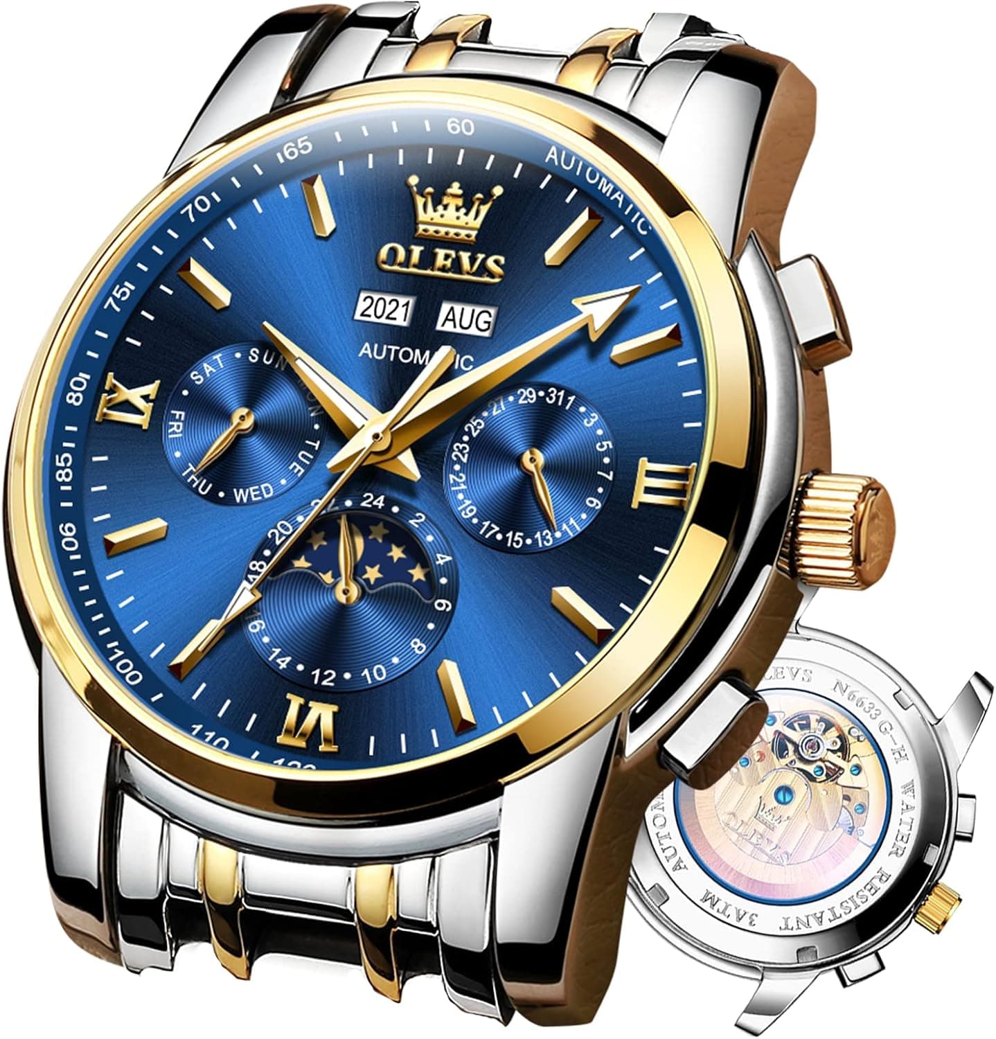 OLEVS Watch Men Automatic Watches for Men Mechanical Mens Dress Watches for Men Wrist Men's Stainless Steel Luxury Waterproof Watch for Men Reloj para Hombre