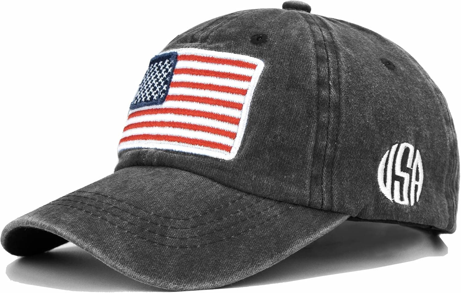 IZUS Washed Baseball-Hats American-Flag Distressed Cotton Dad Hat Embroiderred Flag Baseball Caps for Unisex