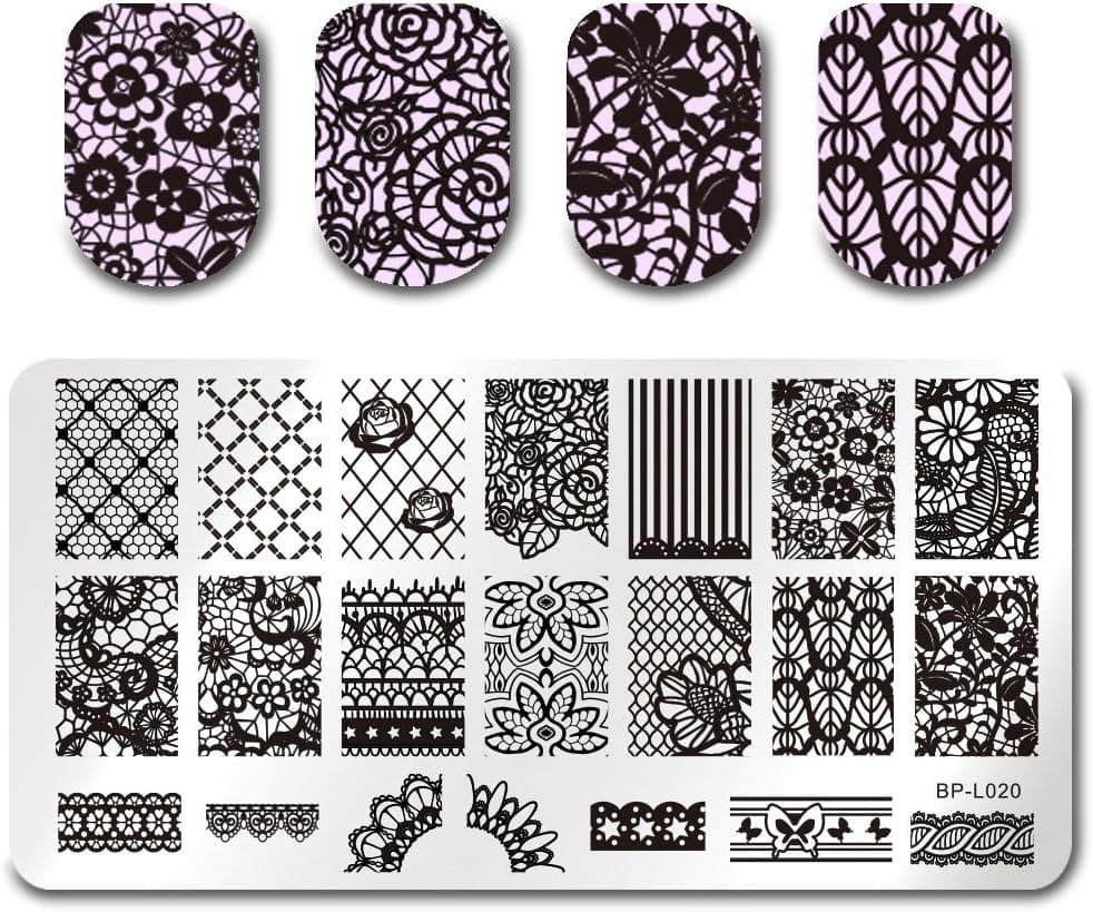 Born Pretty Nail Art Stamping Template Image Plate Lace Flower Pattern BP-L020