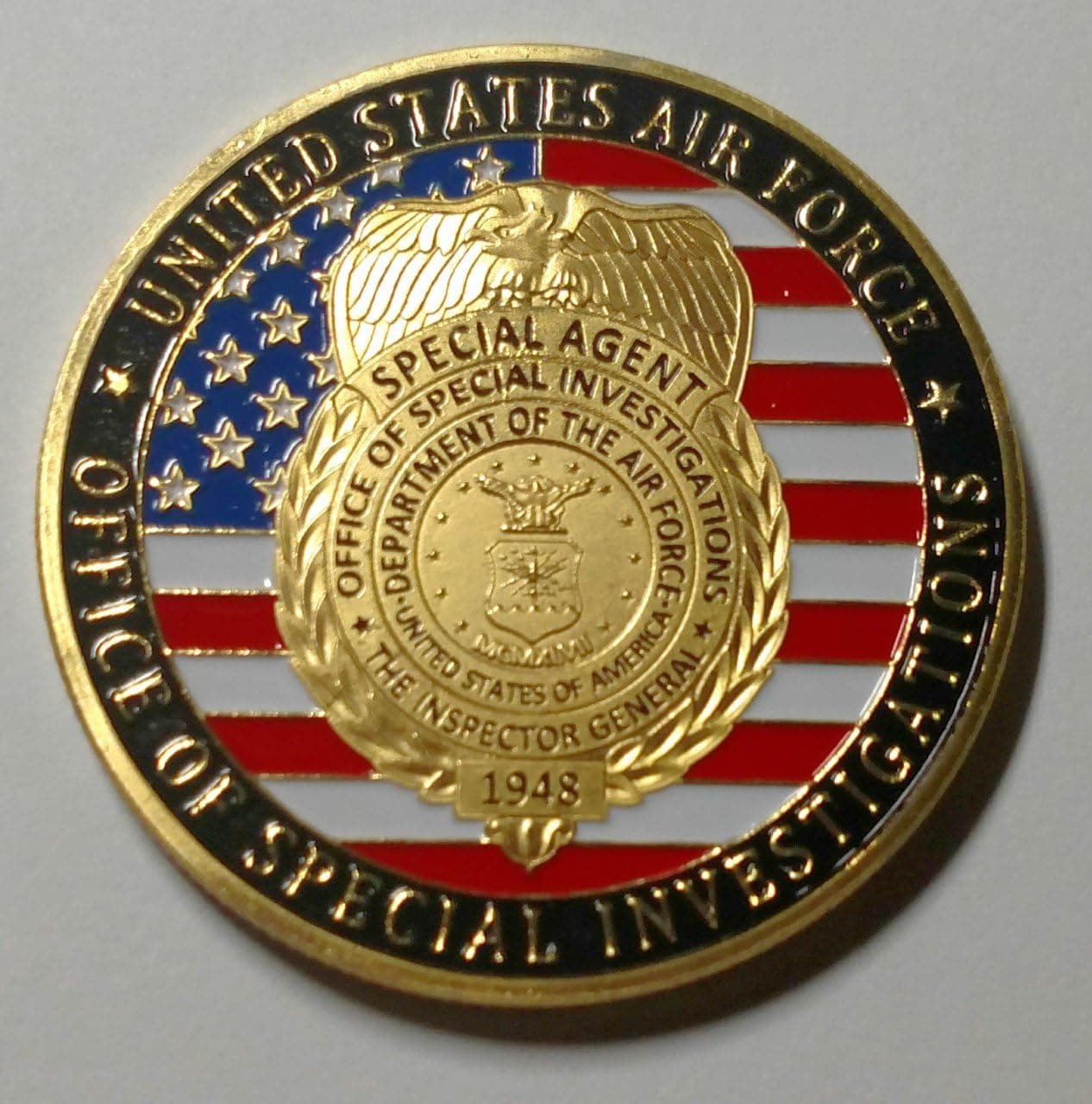 USAF Air Force Office of Special Investigations OSI Special Agent Colorized Challenge Art Coin