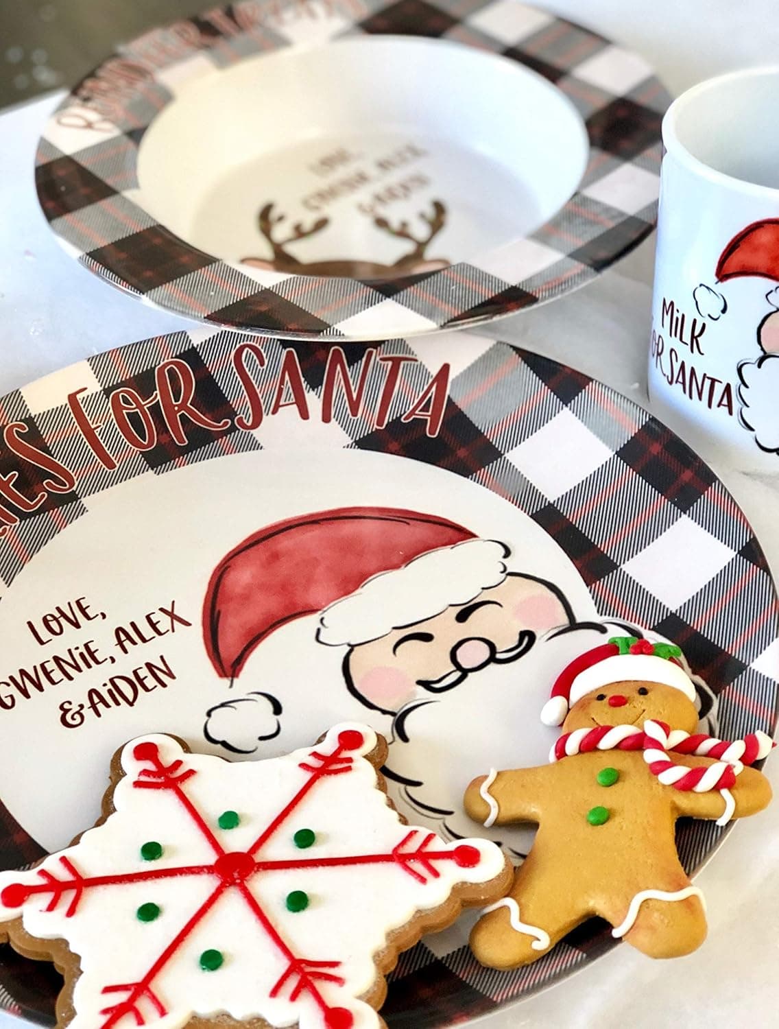 Christmas Personalized Cookies for Santa Plate Milk Mug