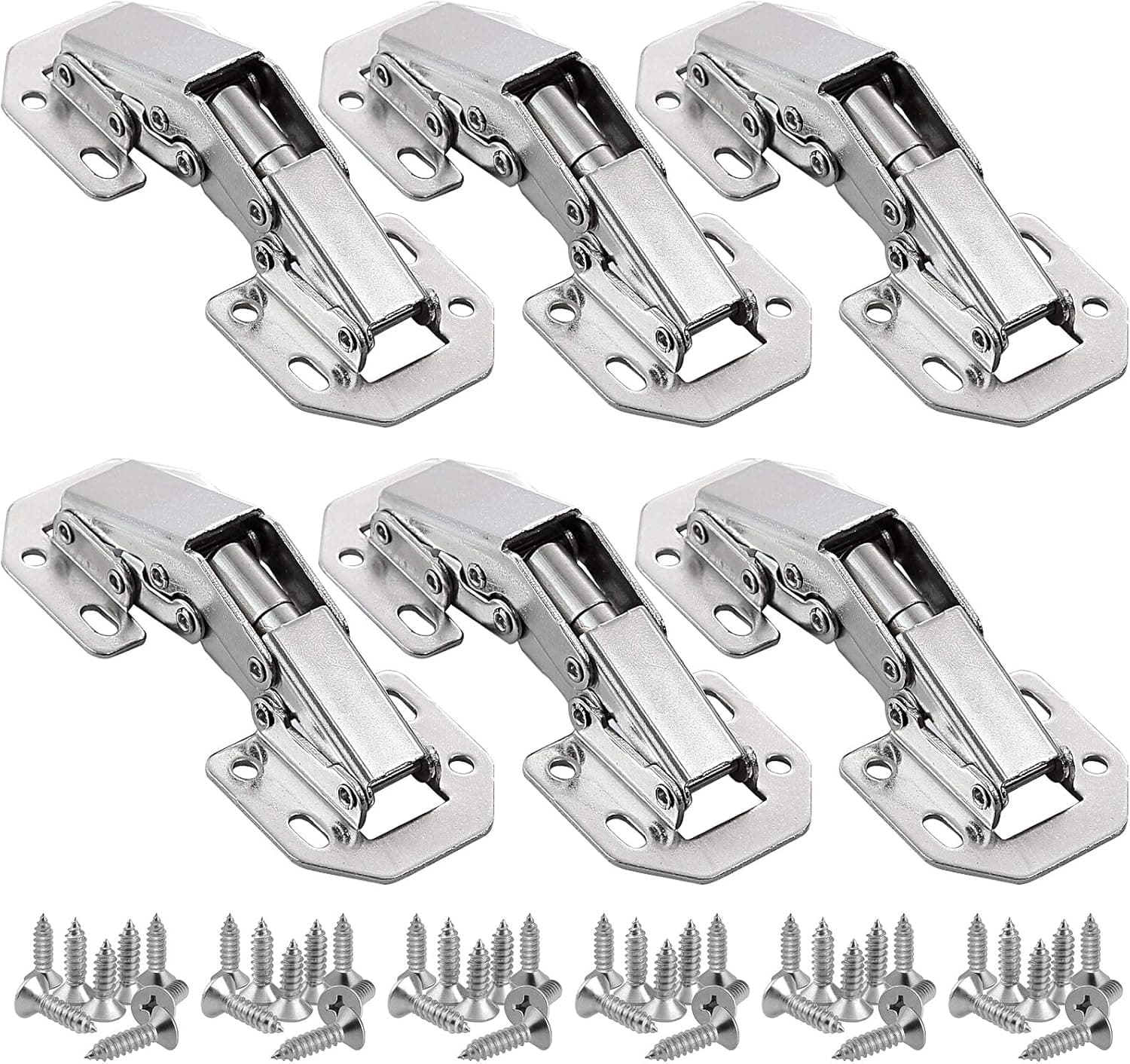 6 Pack Concealed Hinges with 48pcs Screws, 90 Degree Hidden Hinges for Drawer Furniture and Kitchen Cabinet