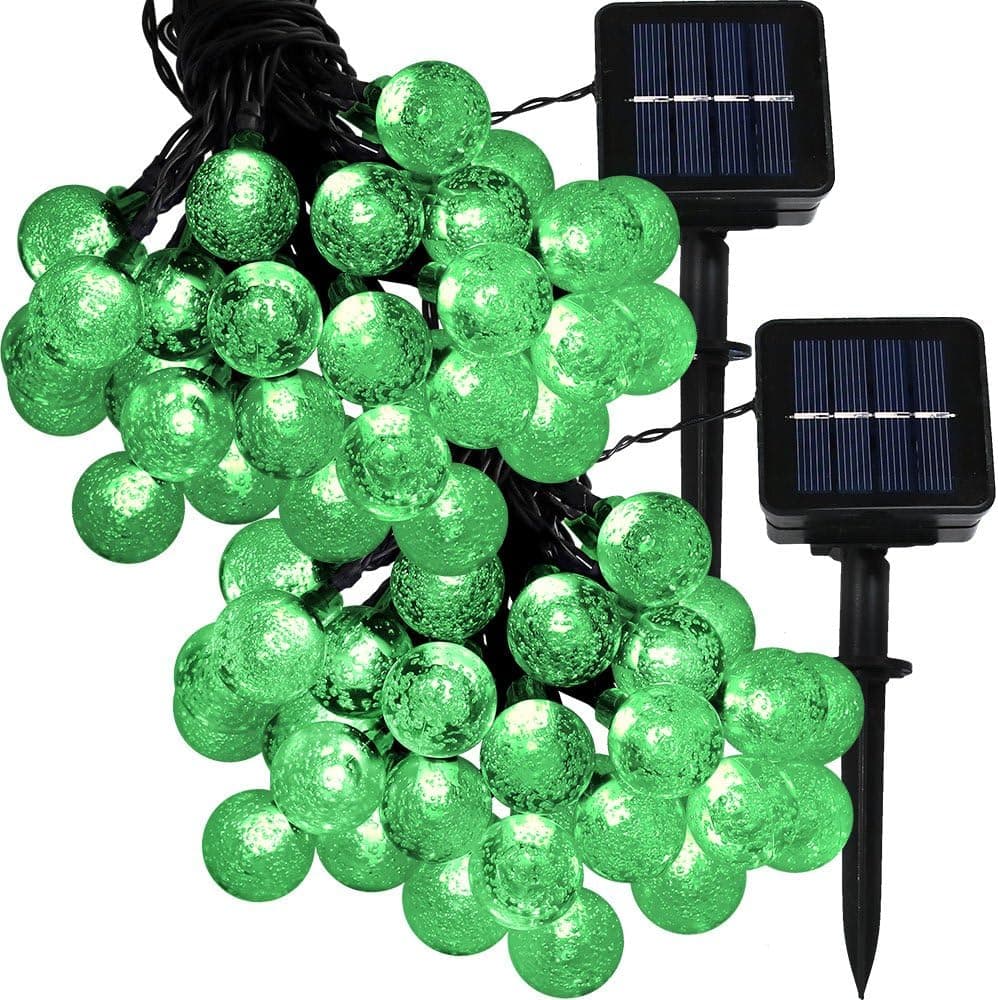 Sunnydaze 30-Count LED Solar Powered Globe String Lights Green / 2 Sets