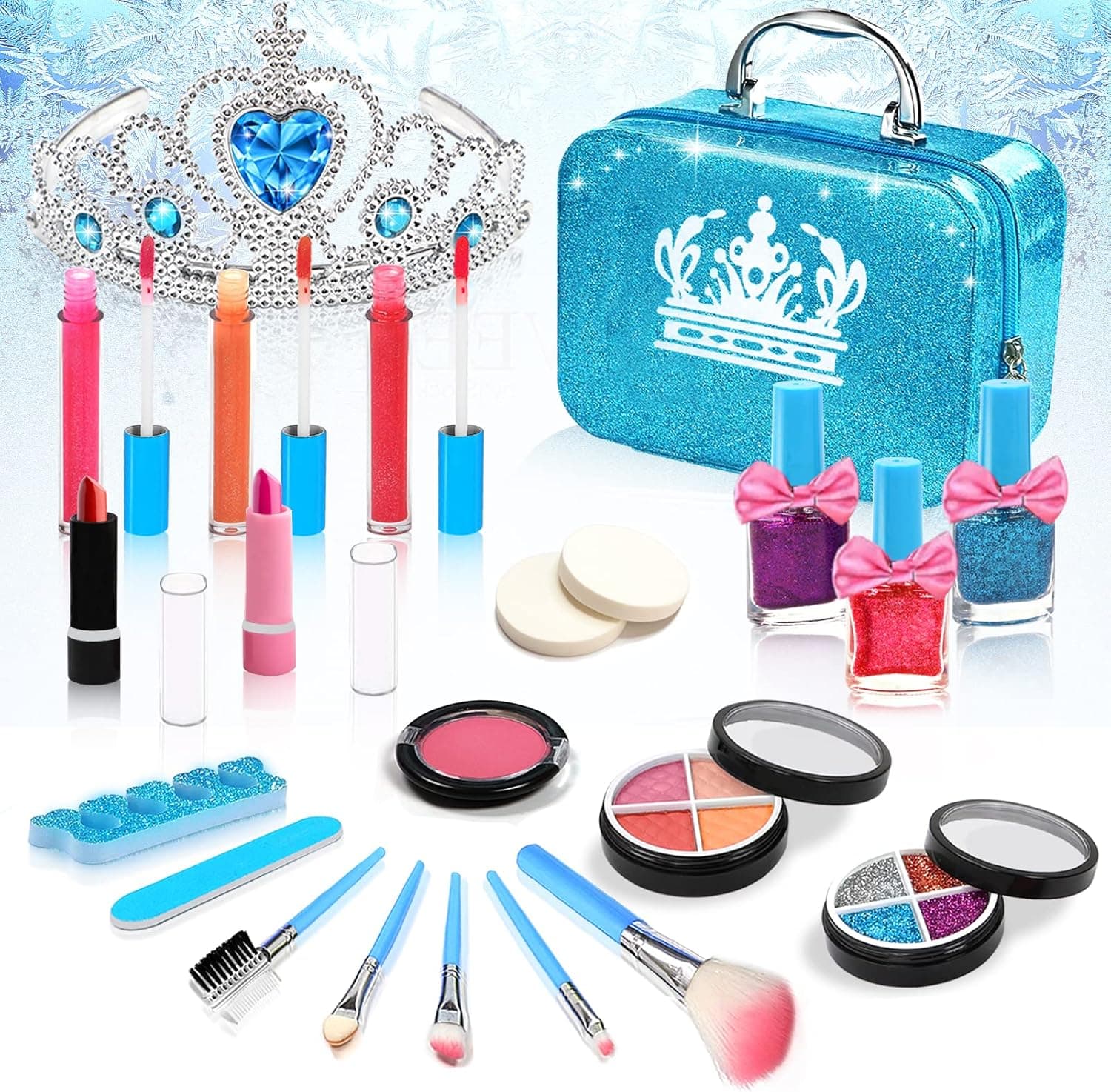 Toys for 3 4-6 Year Old Girls Washable Makeup Kit for Little Girl Cosmetic Beauty Makeup Sets for 6 7 8+ Age Kids Christmas Birthday Gift
