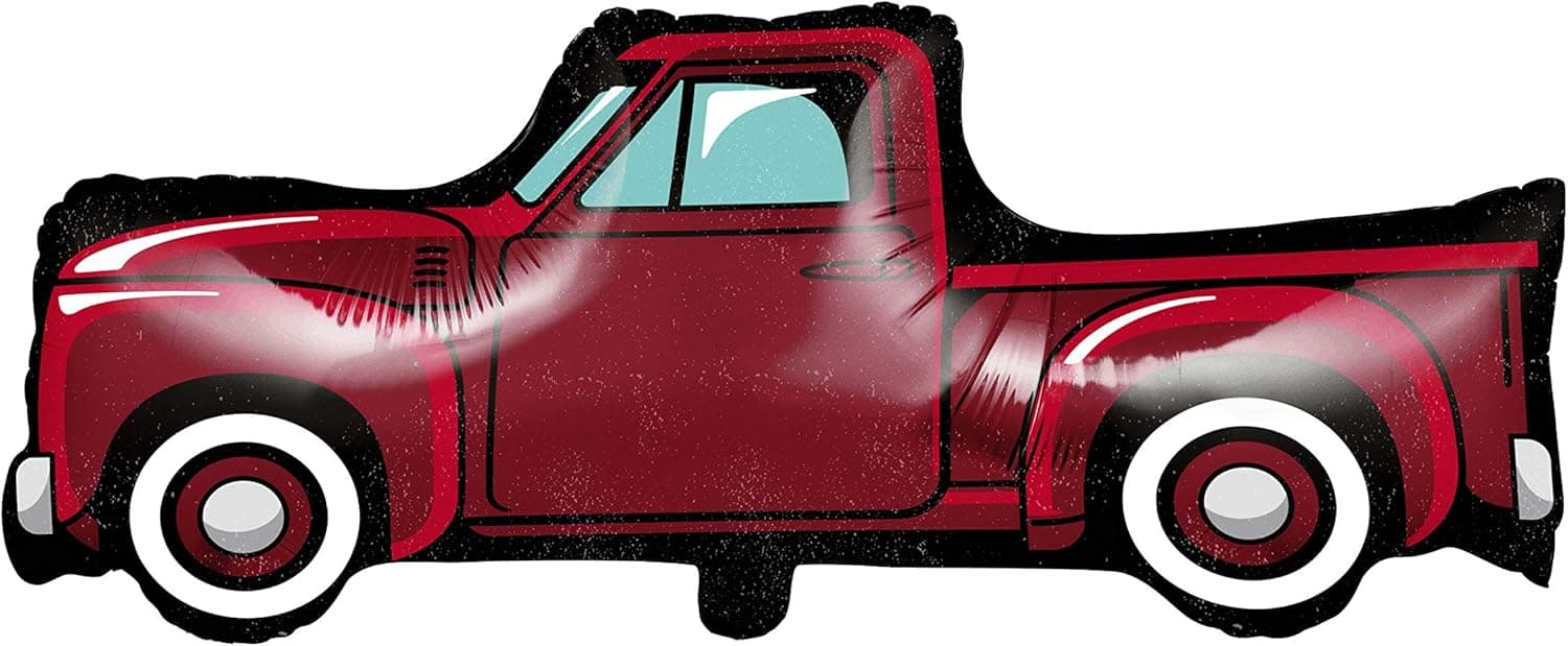 Vintage Red Truck Shaped Mylar Balloon, 3 ct