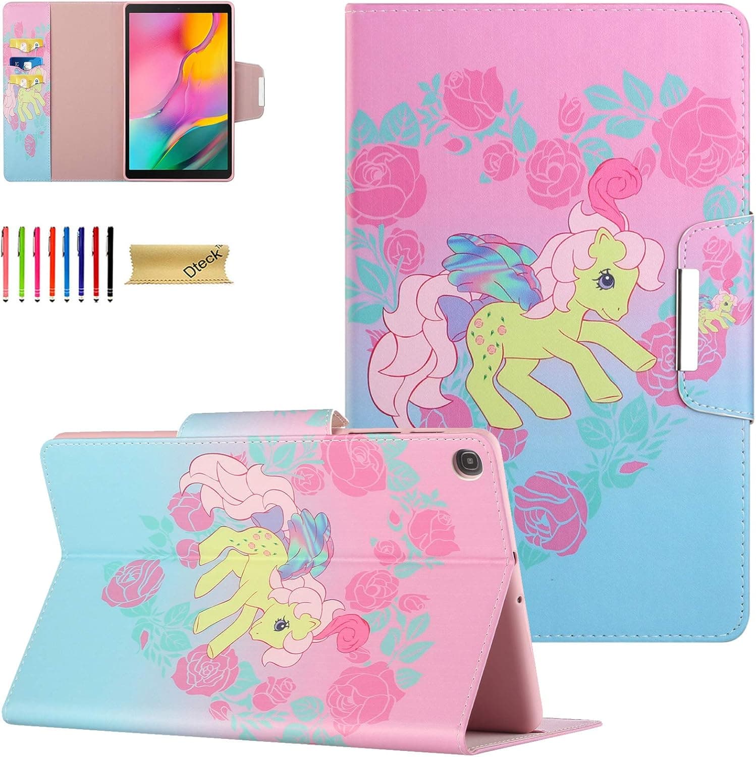 Galaxy Tab A 10.1 Case 2019, Dteck Tablet Cover for Samsung Tab A 10.1 Case for Girls/Kids, Flip Leather Stand Cover for Samsung 10.1 inch Tablet Case SM-T510/T515/T517, Unicorn Rose