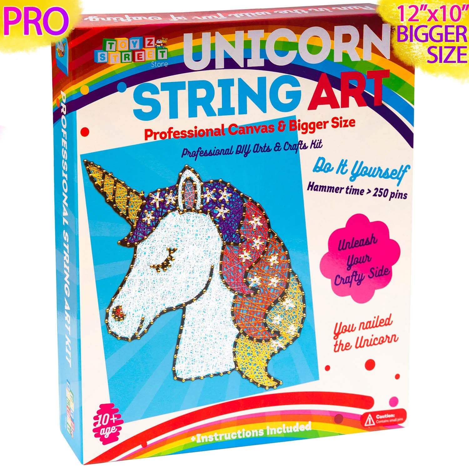 Pro String Art Kit - Make One Extra Large XL Beautiful Unicorn String Art Canvas - Bigger Size Canvas 12x10" - DIY Unicorn Art String Crafts for Girls Kids Teens Ages 8-15 - Christmas Gifts for Girls