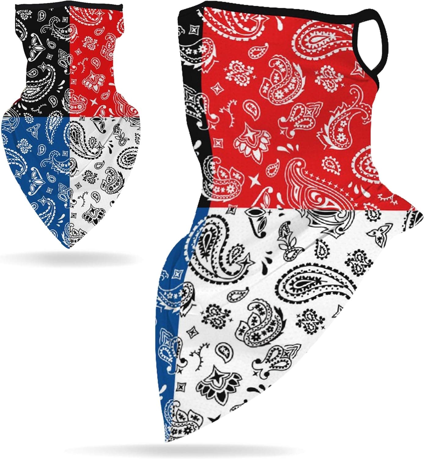 Neck Gaiter with Ear Loops for Men Women?Taloyone Stretchy Soft Face Balaclava Non Slip Lightweight Cooling Breathable Face Bandana for Sun Wind Dust Protection Outdoor, blue and red stitching