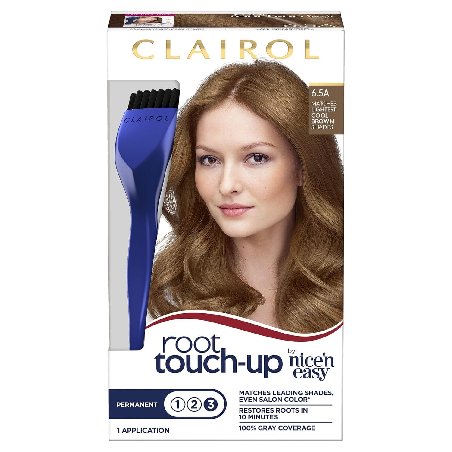 Clairol Nice 'n Easy Root Touch-Up, 6.5A Lightest Cool Brown, Permanent Hair Color, 1 Kit