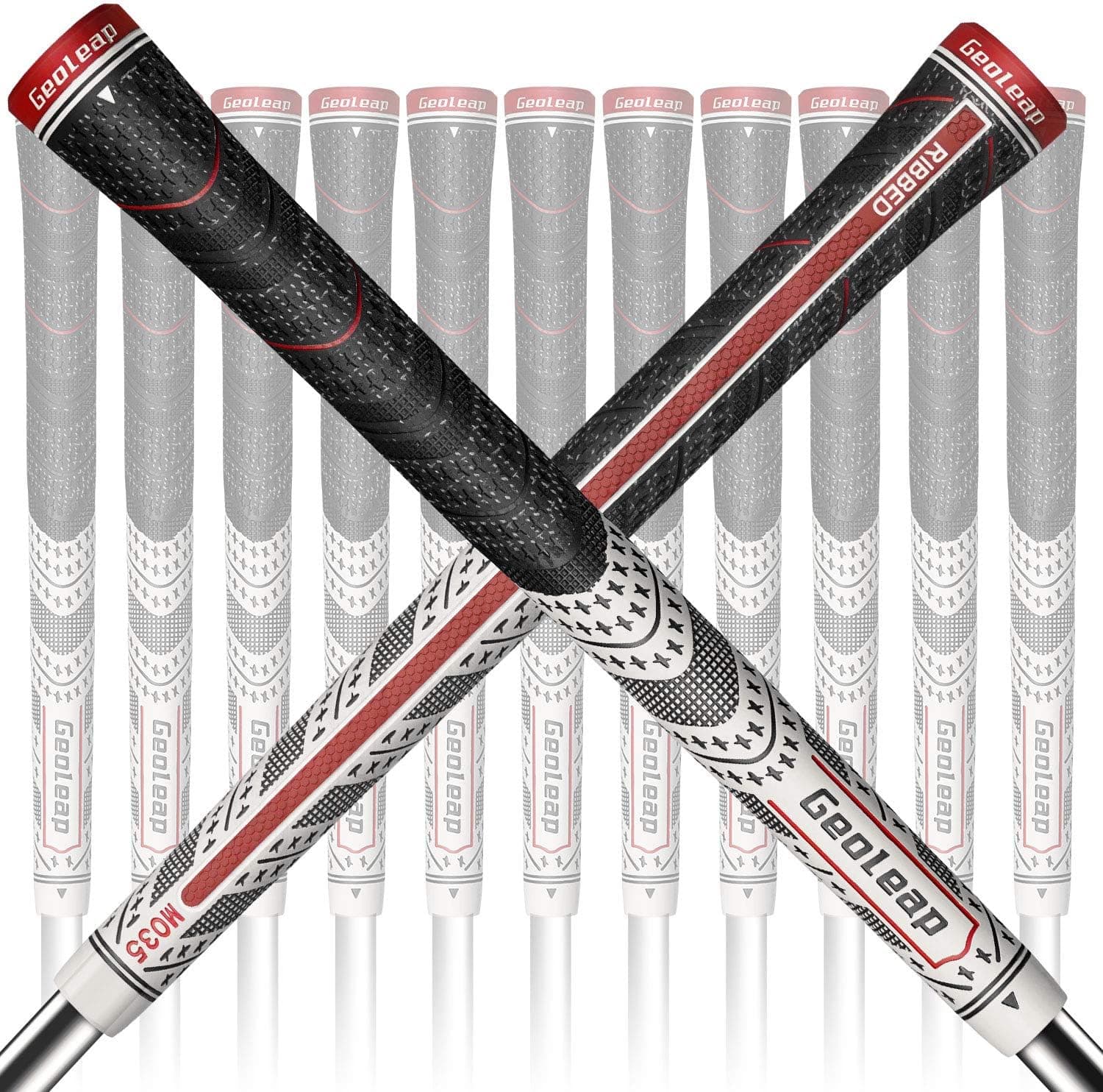 Geoleap ACE-R Golf Grips Set of 13- Back Rib Improved Control,Multi Compound Rubber and Cord Hybrid Golf Club Grips, Standard/Mdisize, 7 Colors Optional.