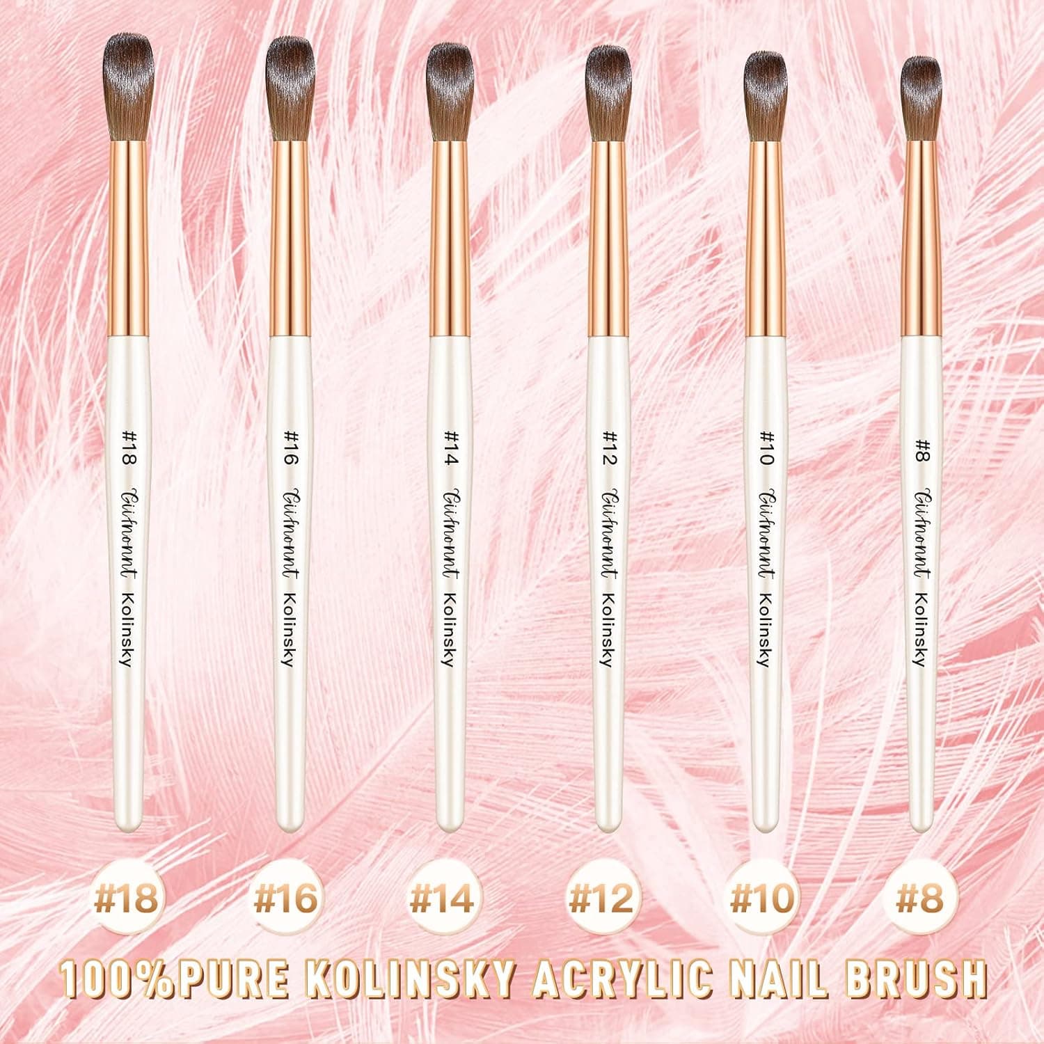 100% Kolinsky Hair Nail Brush Size 12, Nail Art Painting Brush for Acrylic Powder Wood Handle Professional Manicure Pedicure for DIY Home Salon