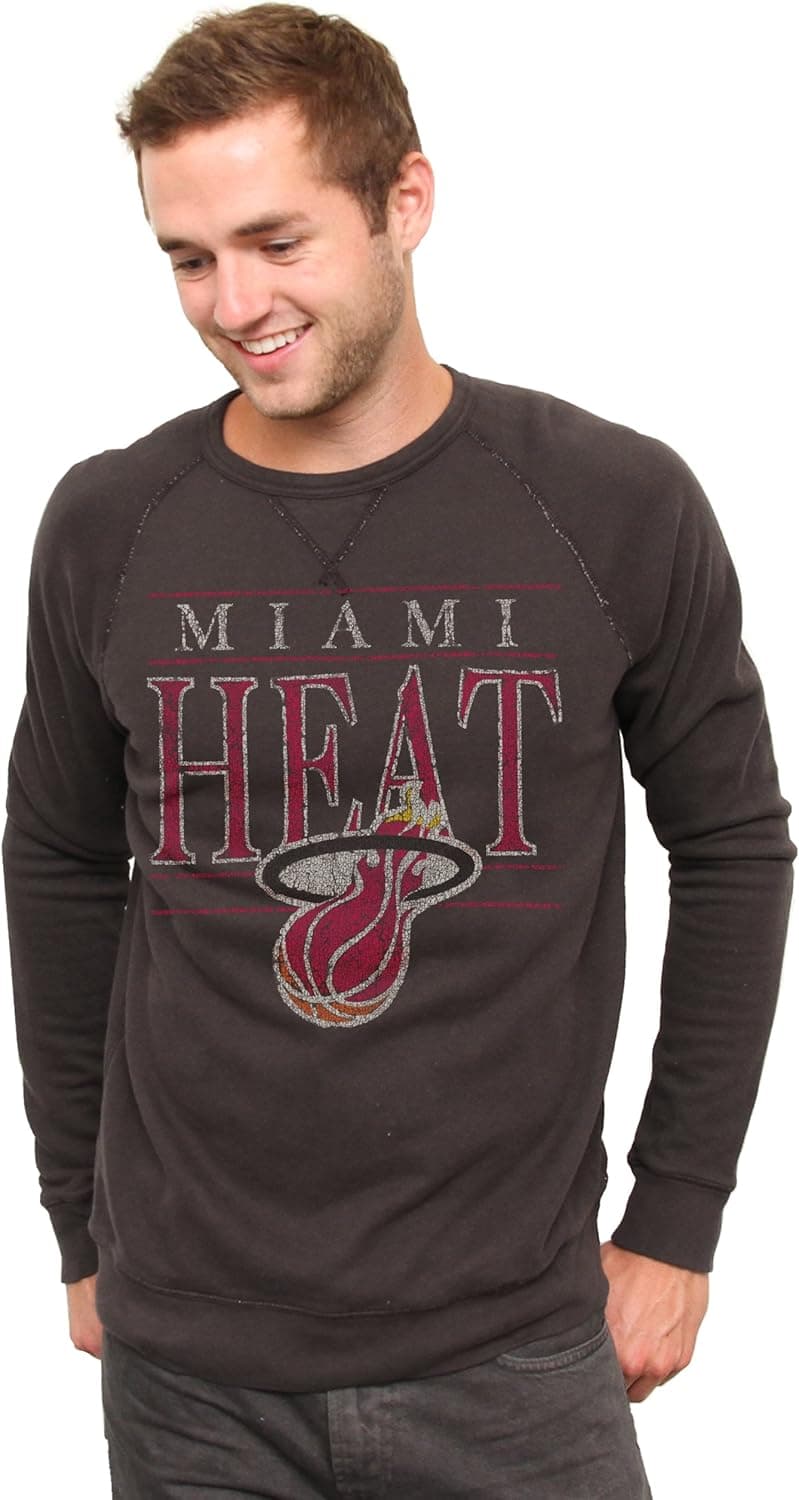 NBA Miami Heat Men's Vintage Solid Long Sleeve Fleece Shirt, Black Wash