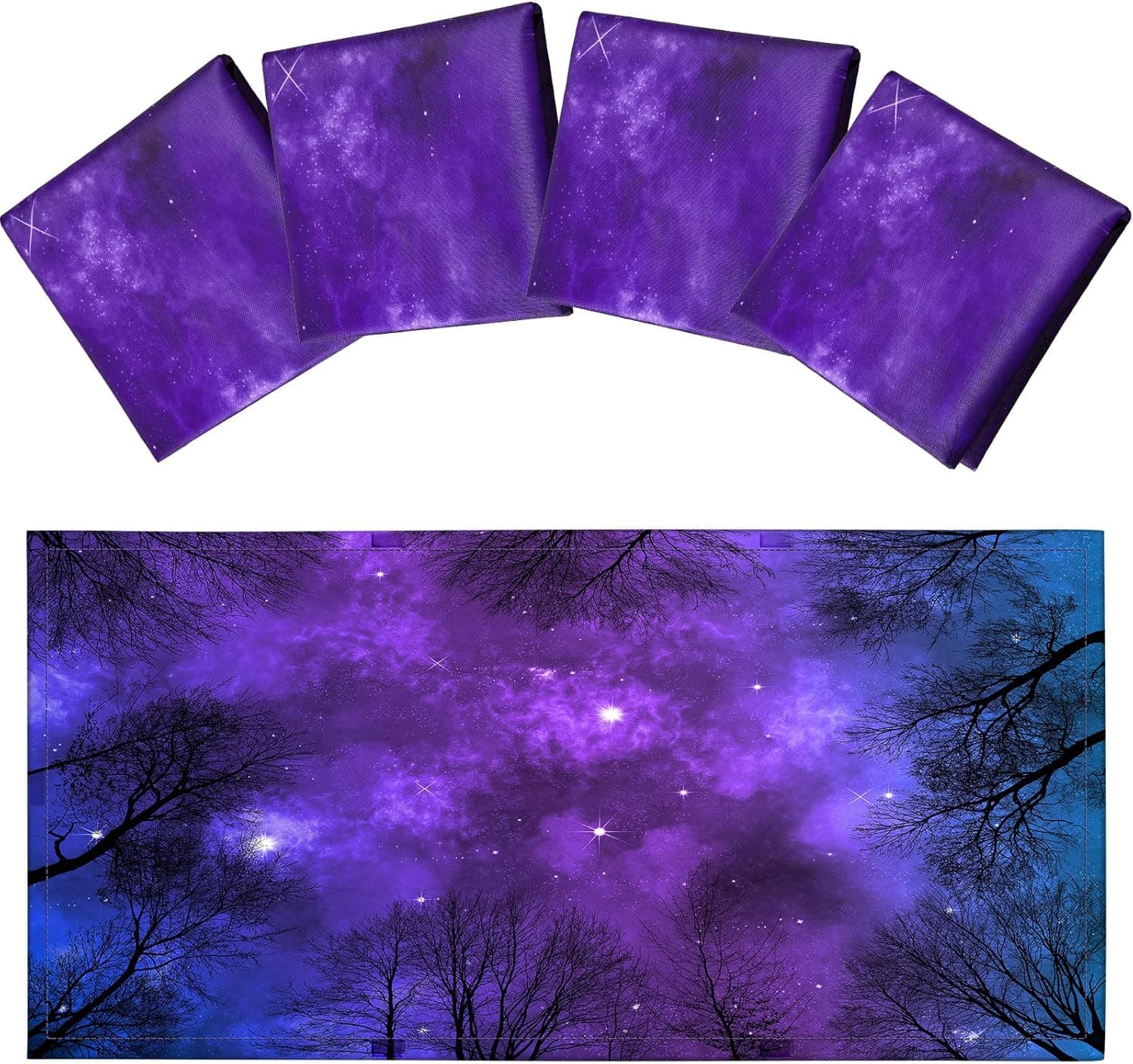 4 Pack Fluorescent Light Covers Magnetic Light Cover Fluorescent Light Shade Panel Ceiling Light Covers Magnetic Light Filters for Office Classroom Home Drop Ceiling, 4 x 2 Feet (Forest Galaxy)