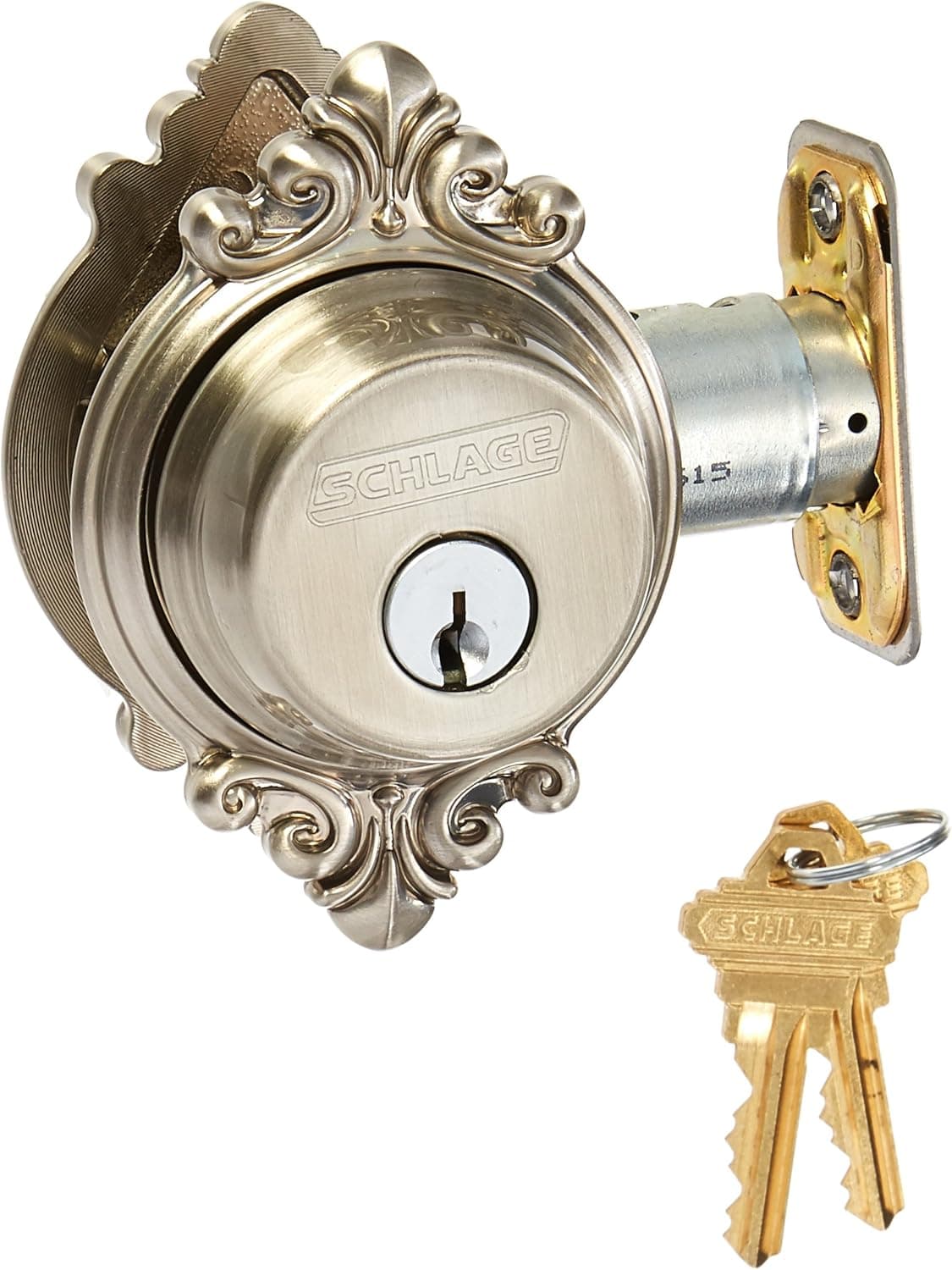 Schlage Lock Company B60BRK619 Series Deadbolt Brookshire Rose Single Cylinder Deadbolt