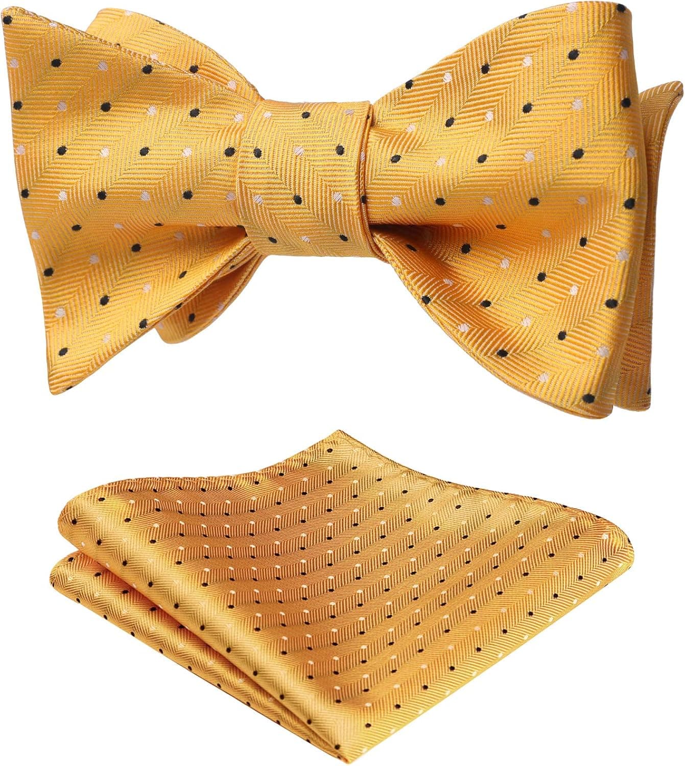 HISDERN Bow Ties for Men Polka Dot Selftie Bowtie and Pocket Square Classic Business Tuxedo Wedding Bowties Handkerchief