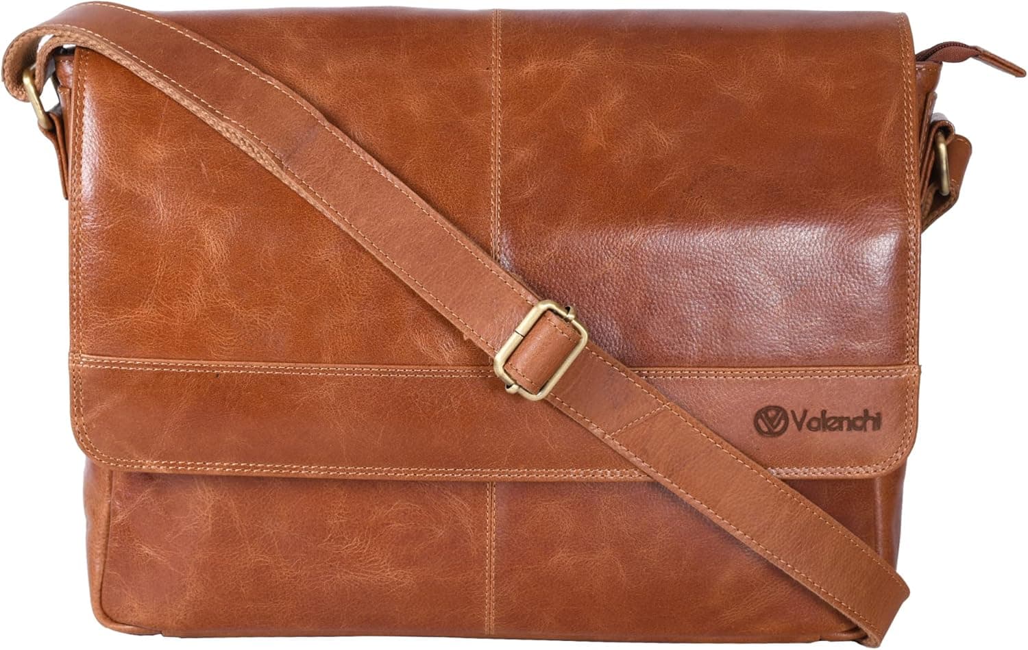 LEVOGUE Genuine Leather Messenger Bag for Men and Women - 14 inch Laptop Bag for College Work Office by VALENCHI