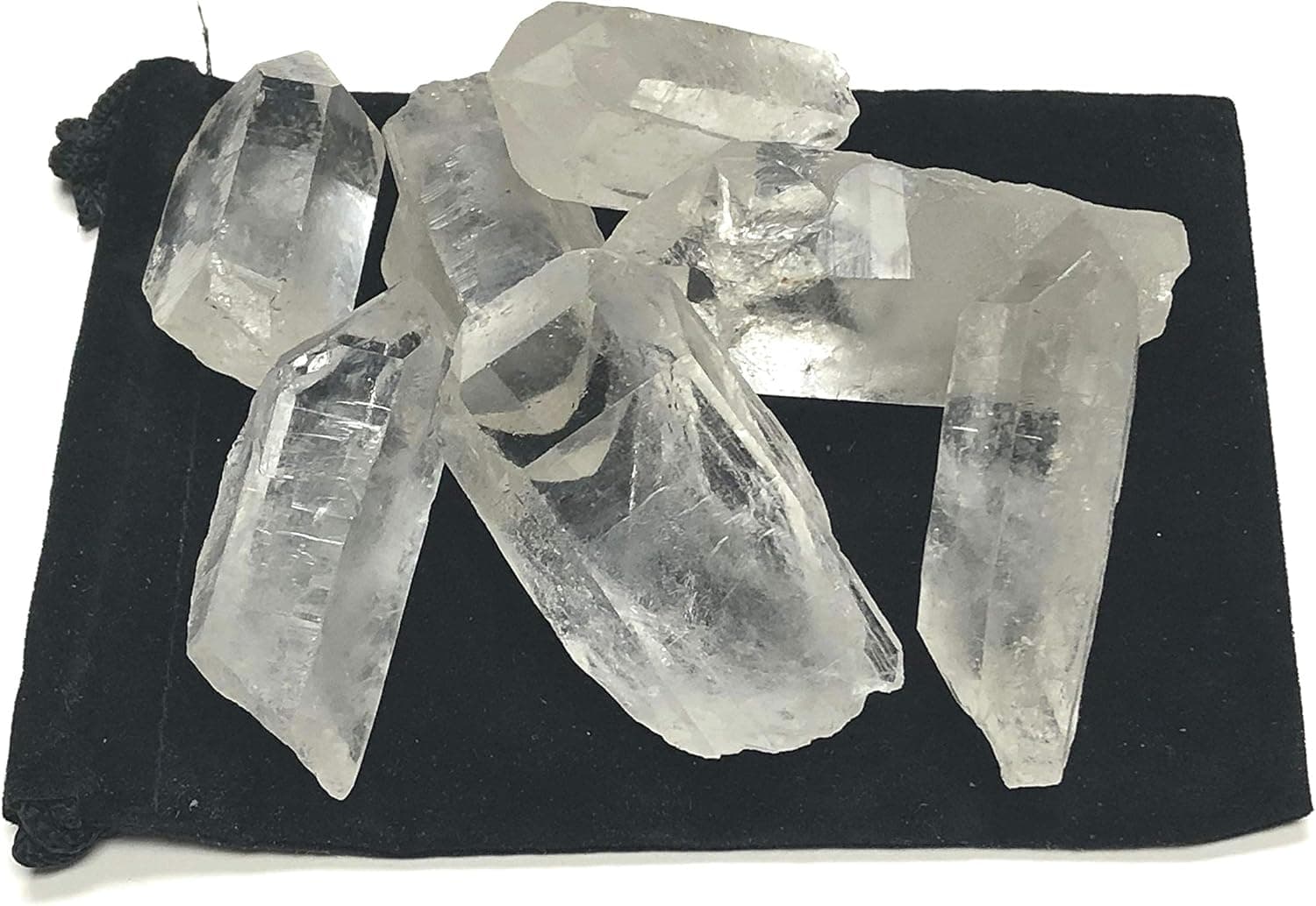 Zentron Crystal Collection: Natural Clear Quartz Points Stones 1"-2.5" with Velvet Bag (1 Pound)