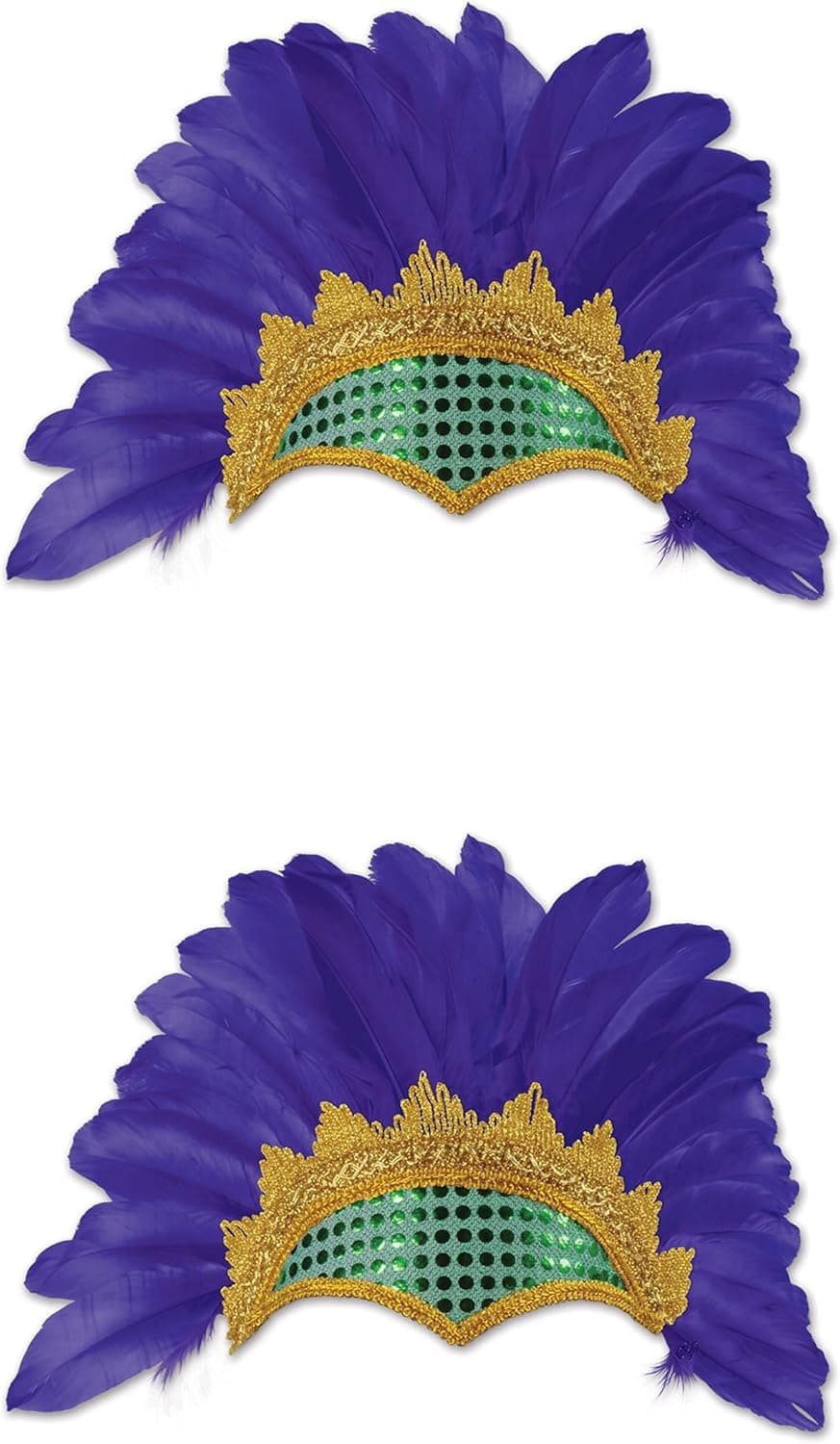 Beistle 2 Piece Feathered Showgirl Headpieces For Mardi Gras Theme Party Supplies and Favors