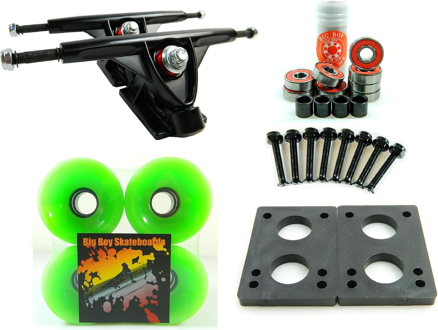 BigBoy 180mm Trucks + 70mm Wheels + Bearings Combo (Solid Green)