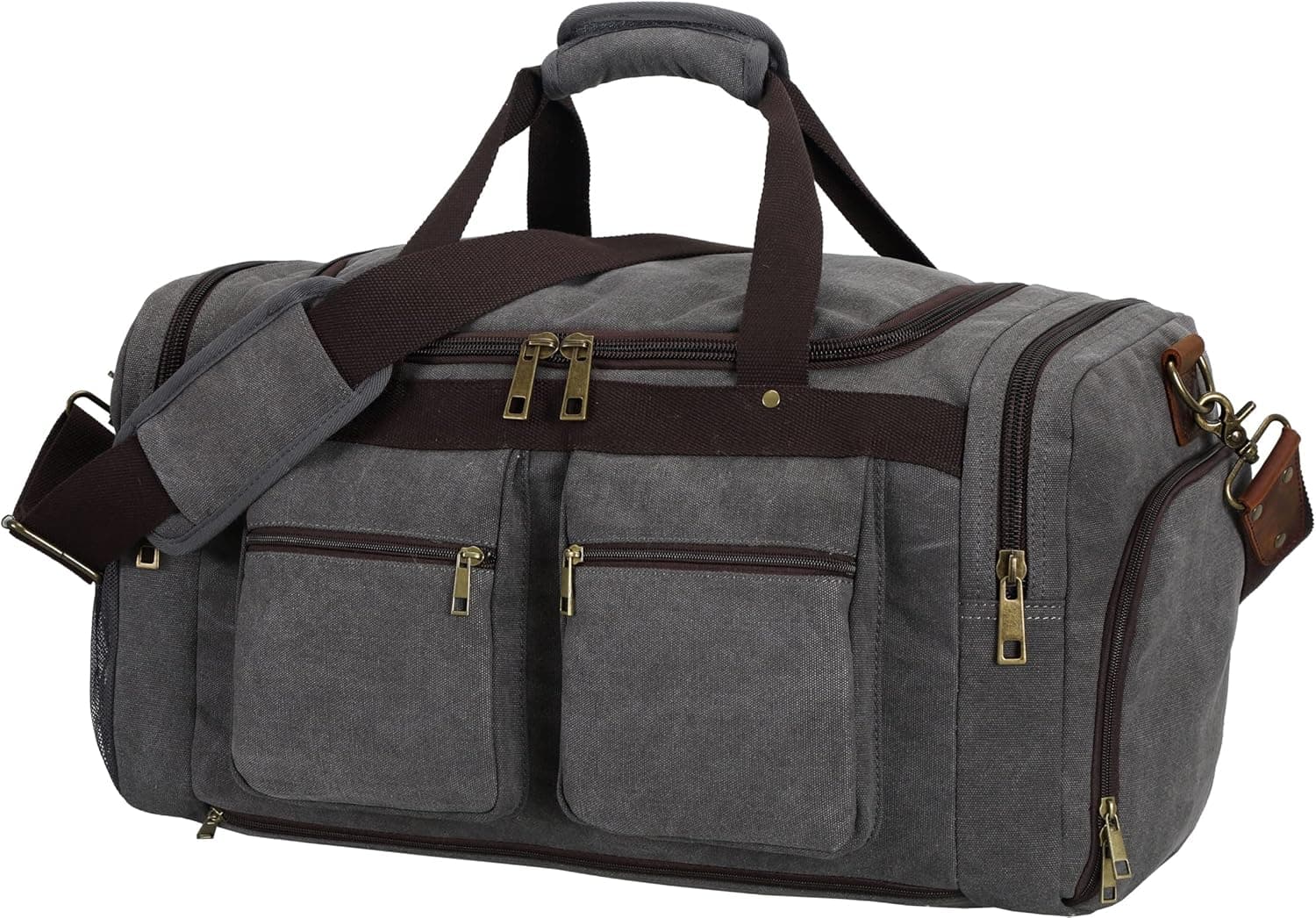 Weekender Overnight Duffel Bag Shoe Pocket for Women Men Weekend Travel Tote Carry On Bag (Grey)