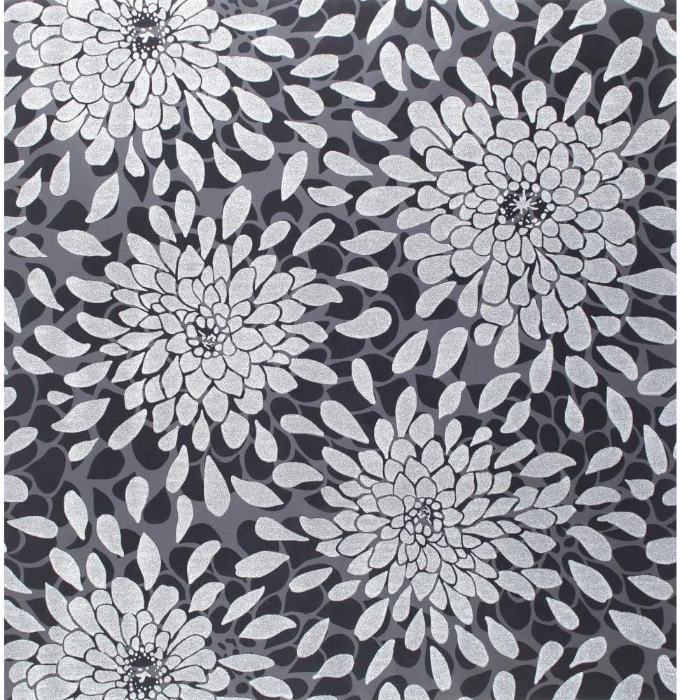 York Wallcoverings KS2398 Cool Kids Toss The Bouquet Removable Wallpaper, Licorice/Black Patent/Silver Frost